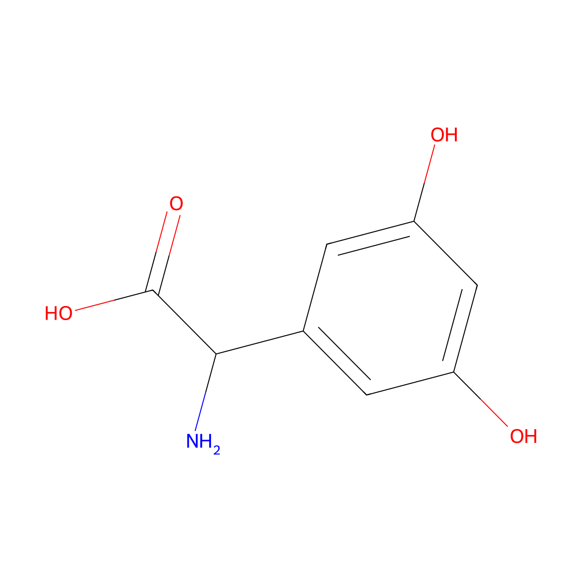 3,5-Dihydroxyphenylglycine molecular structure, CAS 146255-66-5