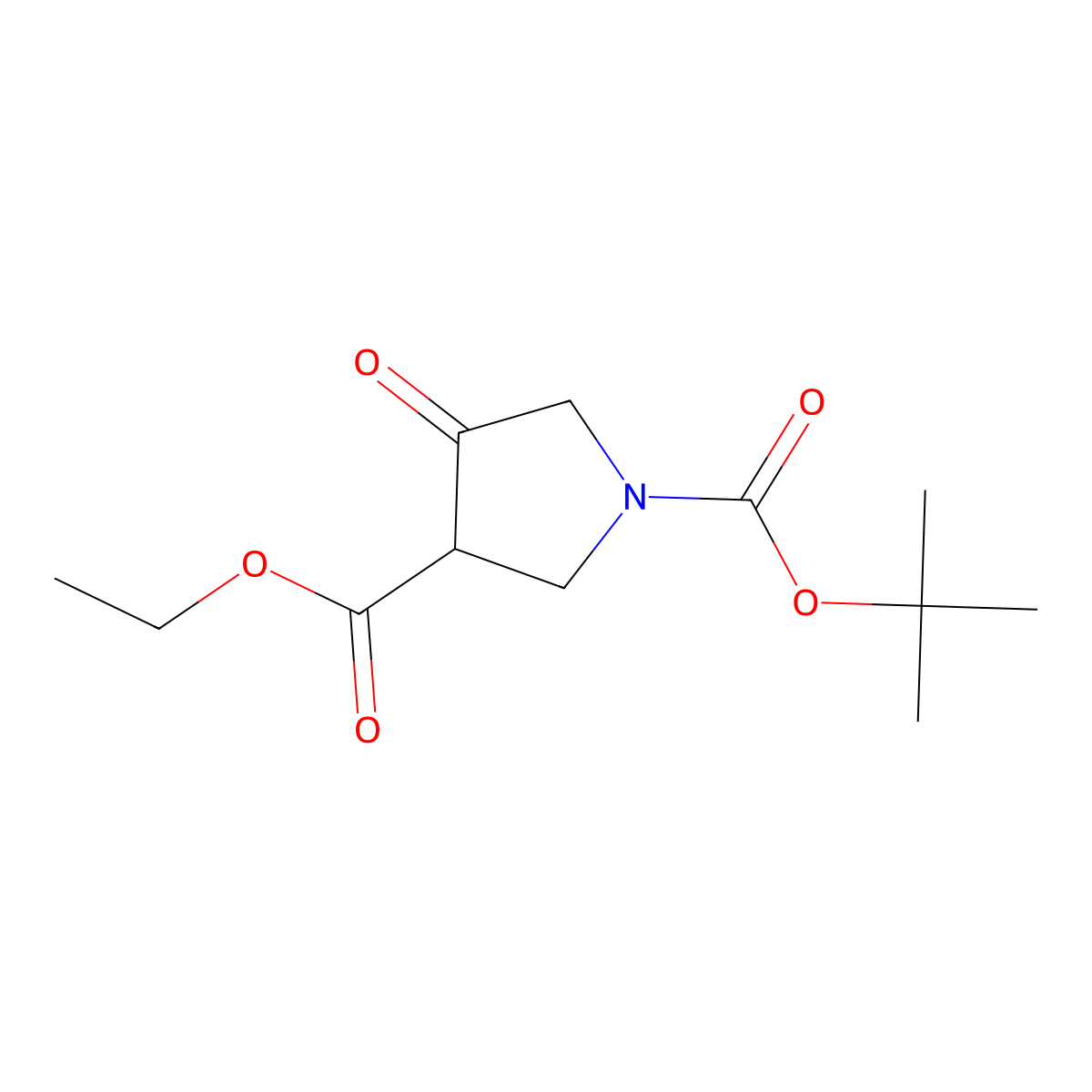 1-tert-Butyl 3-ethyl 4-oxopyrrolidine-1,3-dicarboxylate molecular structure, CAS 146256-98-6
