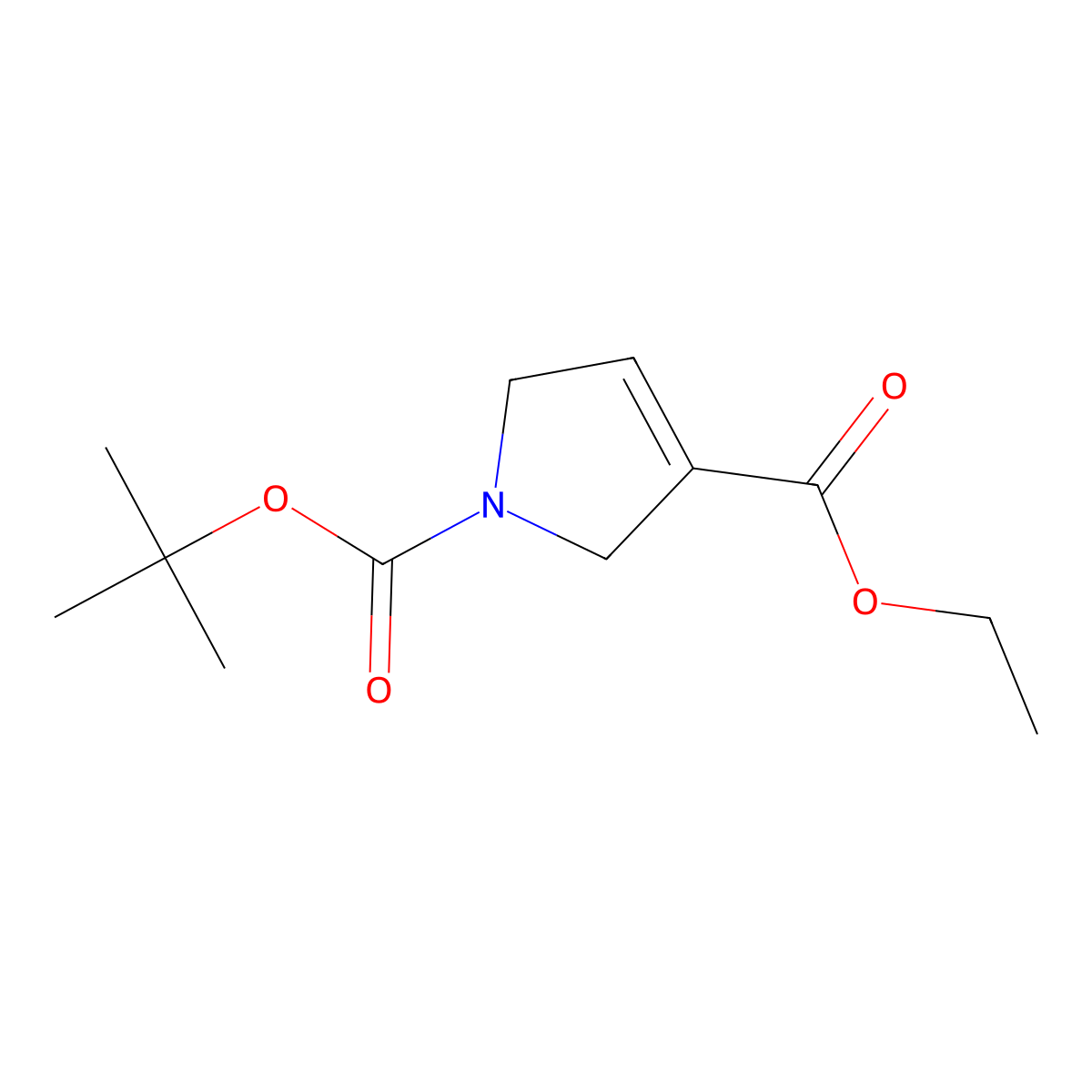 1-tert-butyl 3-ethyl 2,5-dihydro-1H-pyrrole-1,3-dicarboxylate molecular structure, CAS 146257-00-3