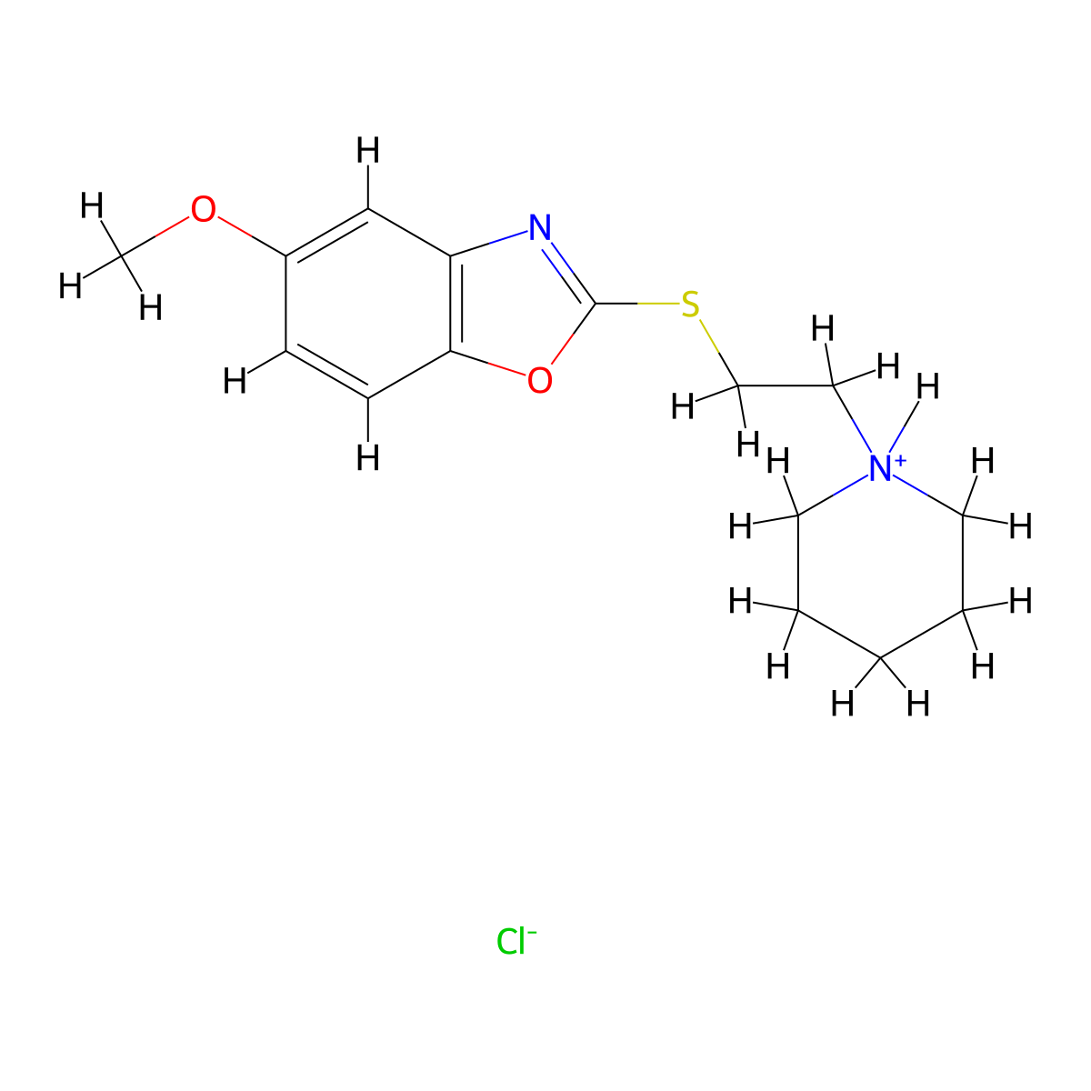Benzoxazole, 5-methoxy-2-((2-piperidinoethyl)thio)-, monohydrochloride molecular structure, CAS 14627-01-1