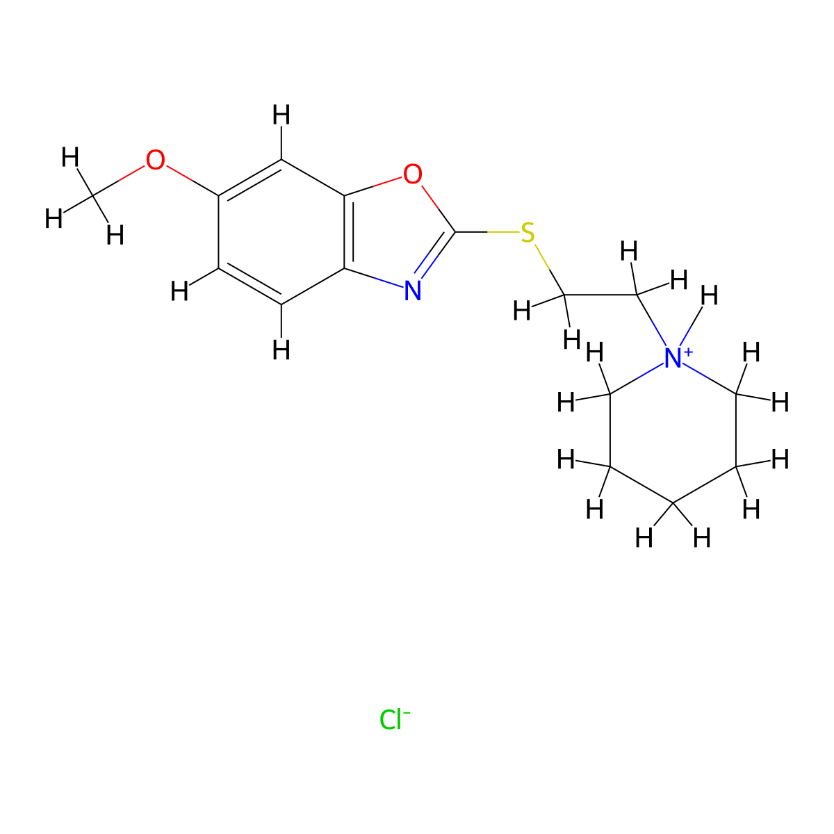 Benzoxazole, 6-methoxy-2-((2-piperidinoethyl)thio)-, monohydrochloride molecular structure, CAS 14627-02-2