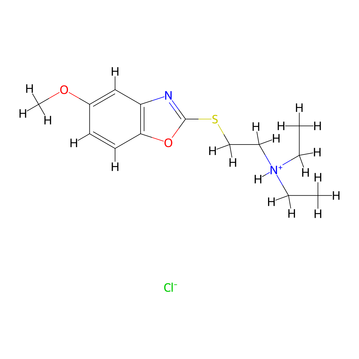 Benzoxazole, 2-((2-(diethylamino)ethyl)thio)-5-methoxy-, monohydrochloride molecular structure, CAS 14627-03-3