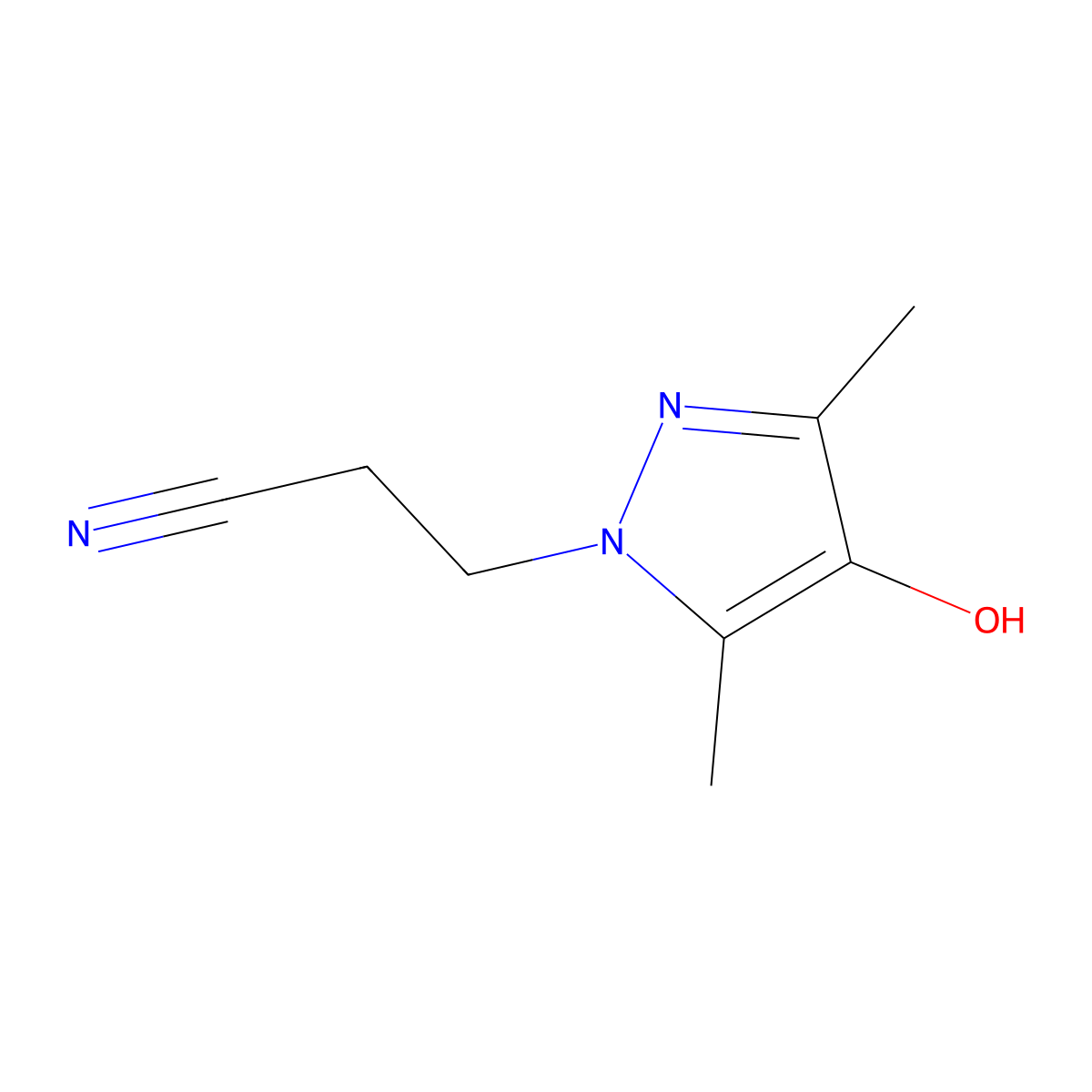3-(4-hydroxy-3,5-dimethyl-1H-pyrazol-1-yl)propanenitrile molecular structure, CAS 1462822-95-2