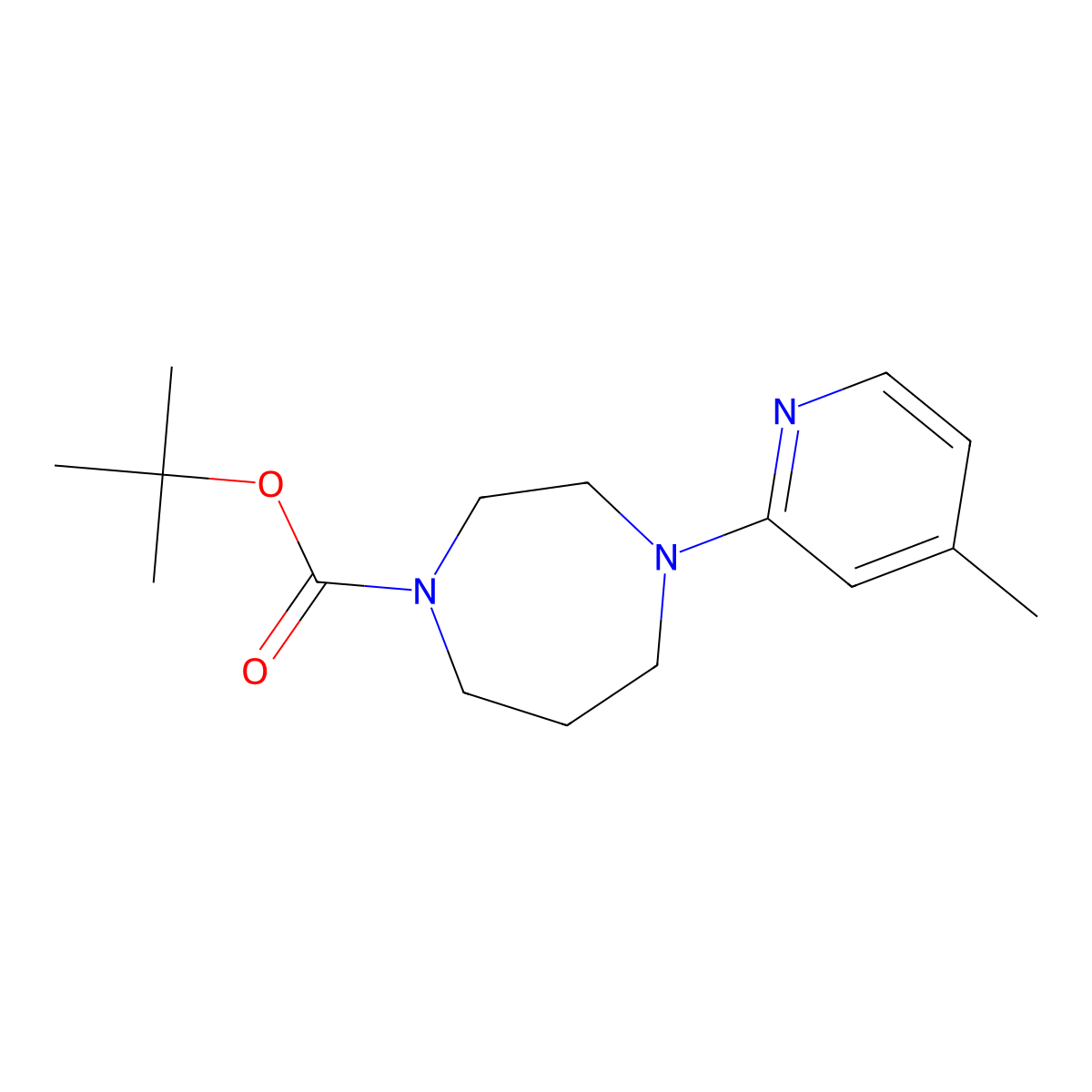 Tert-butyl 4-(4-methylpyridin-2-yl)-1,4-diazepane-1-carboxylate molecular structure, CAS 1462849-45-1