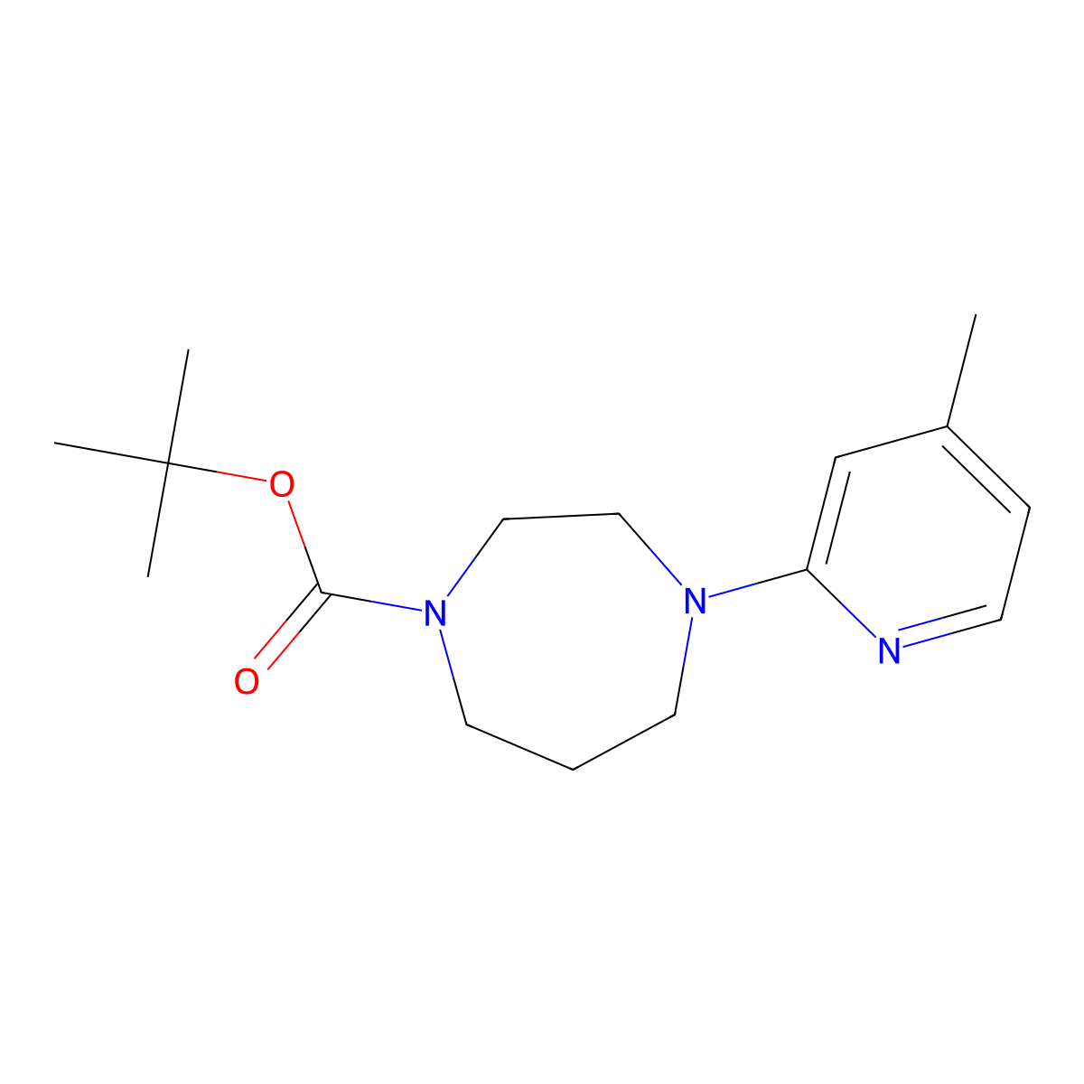 Tert-butyl 4-(4-methylpyridin-2-yl)-1,4-diazepane-1-carboxylate molecular structure, CAS 1462849-45-1