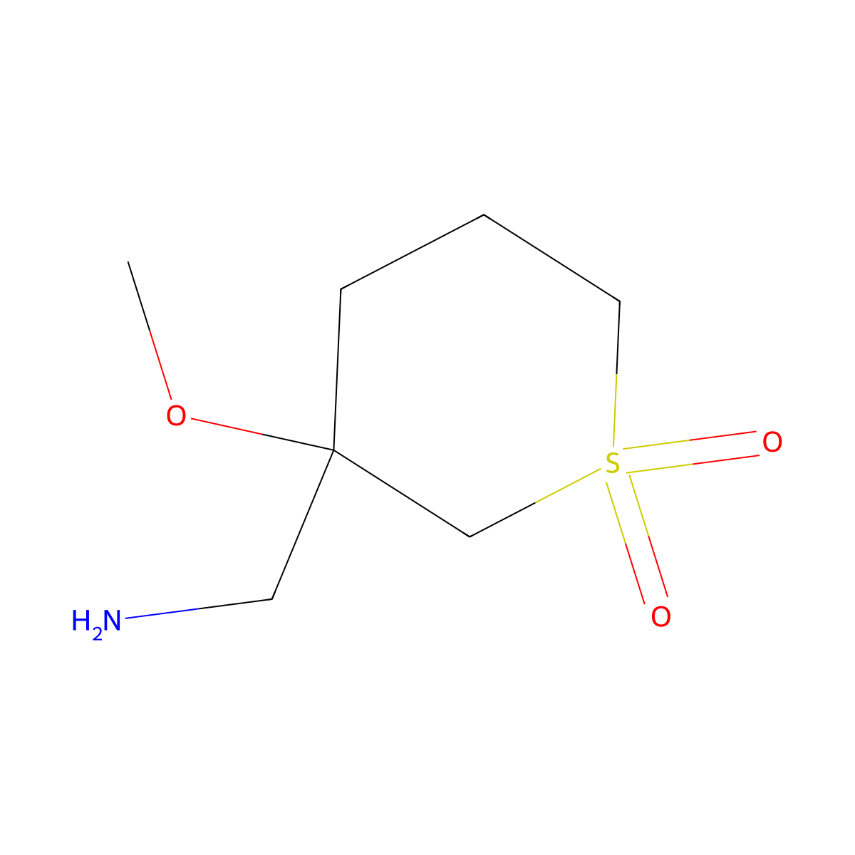 3-(Aminomethyl)-3-methoxy-1lambda6-thiane-1,1-dione molecular structure, CAS 1462863-96-2