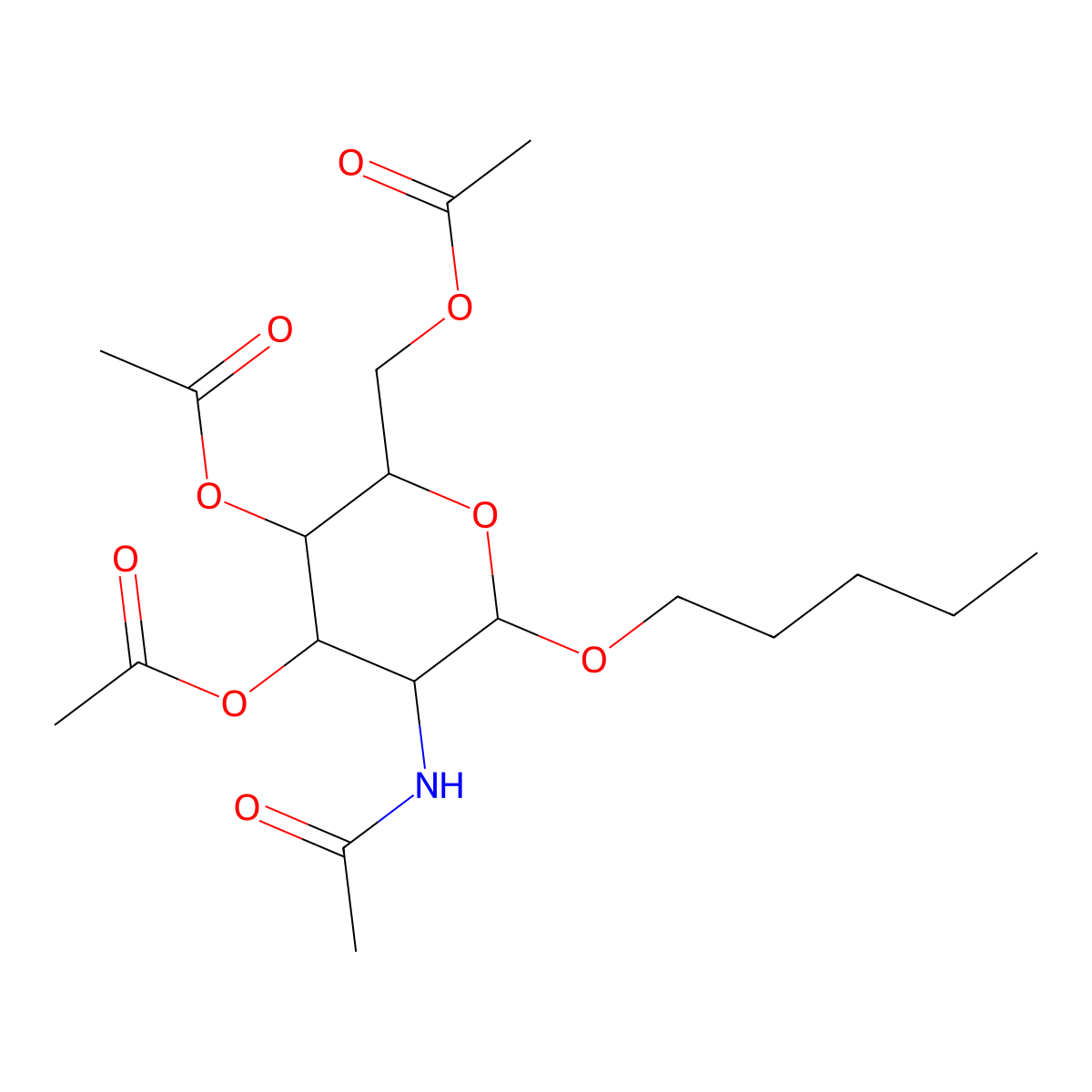 Amyl 2-acetamido-3,4,6-tri-O-acetyl-2-deoxy-b-D-glucopyranoside molecular structure, CAS 146288-30-4