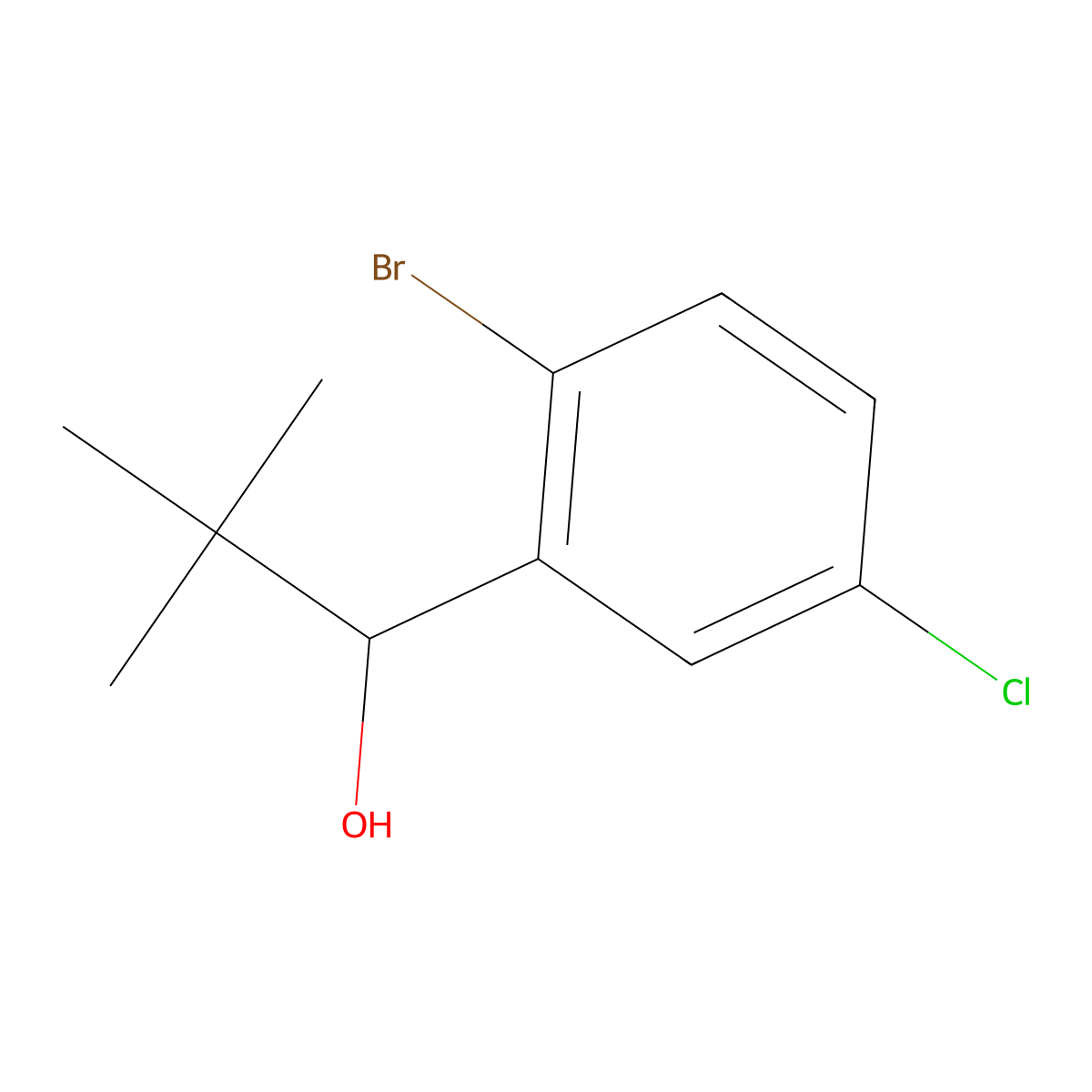 2-Bromo-5-chloro-alpha-(1,1-dimethylethyl)benZenemethanol molecular structure, CAS 1462881-32-8