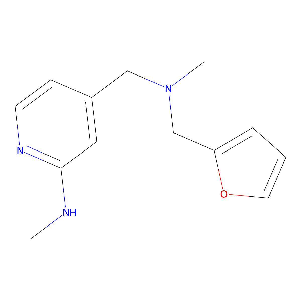4-({[(furan-2-yl)methyl](methyl)amino}methyl)-N-methylpyridin-2-amine molecular structure, CAS 1462888-75-0