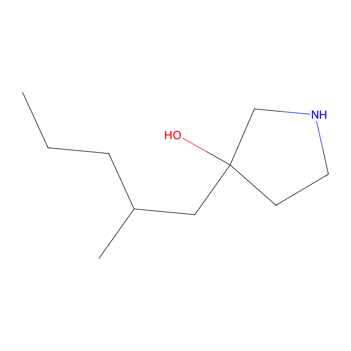 3-(2-Methylpentyl)pyrrolidin-3-ol molecular structure, CAS 1462902-08-4