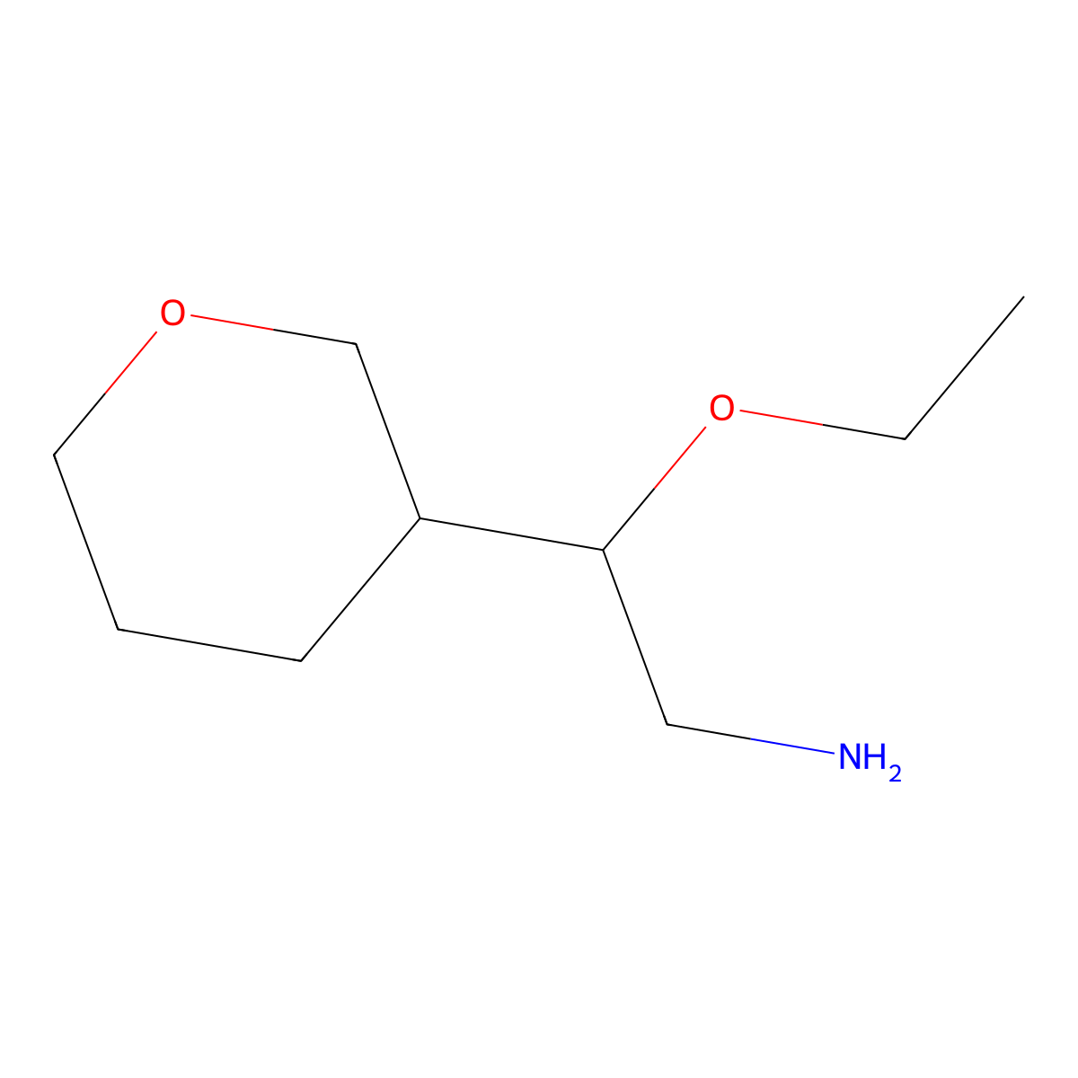 2-Ethoxy-2-(oxan-3-yl)ethan-1-amine molecular structure, CAS 1462917-14-1