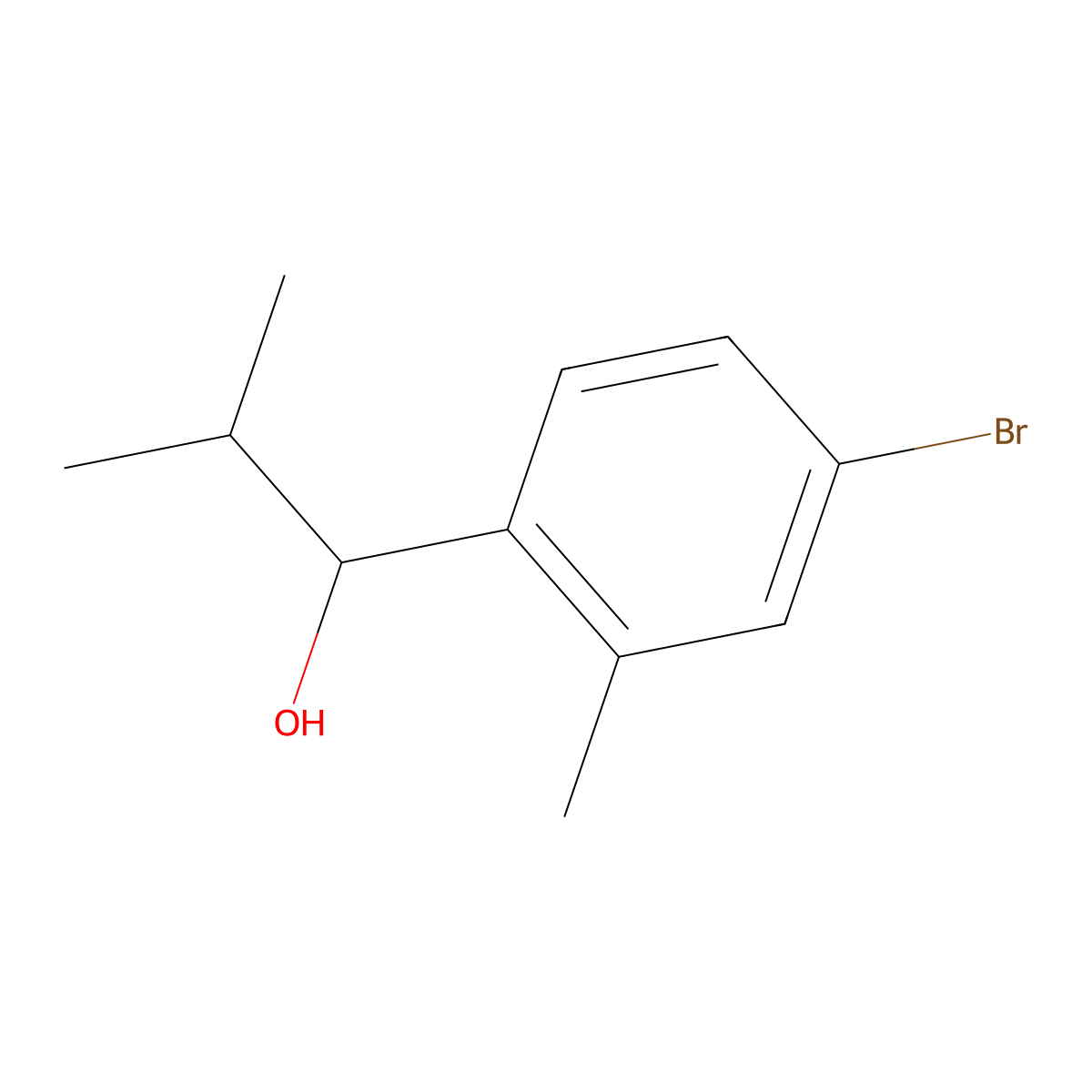 1-(4-Bromo-2-methylphenyl)-2-methylpropan-1-ol molecular structure, CAS 1462937-79-6