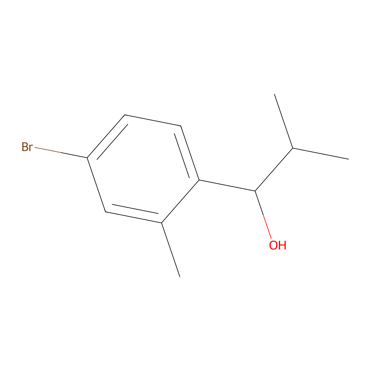 1-(4-Bromo-2-methylphenyl)-2-methylpropan-1-ol molecular structure, CAS 1462937-79-6