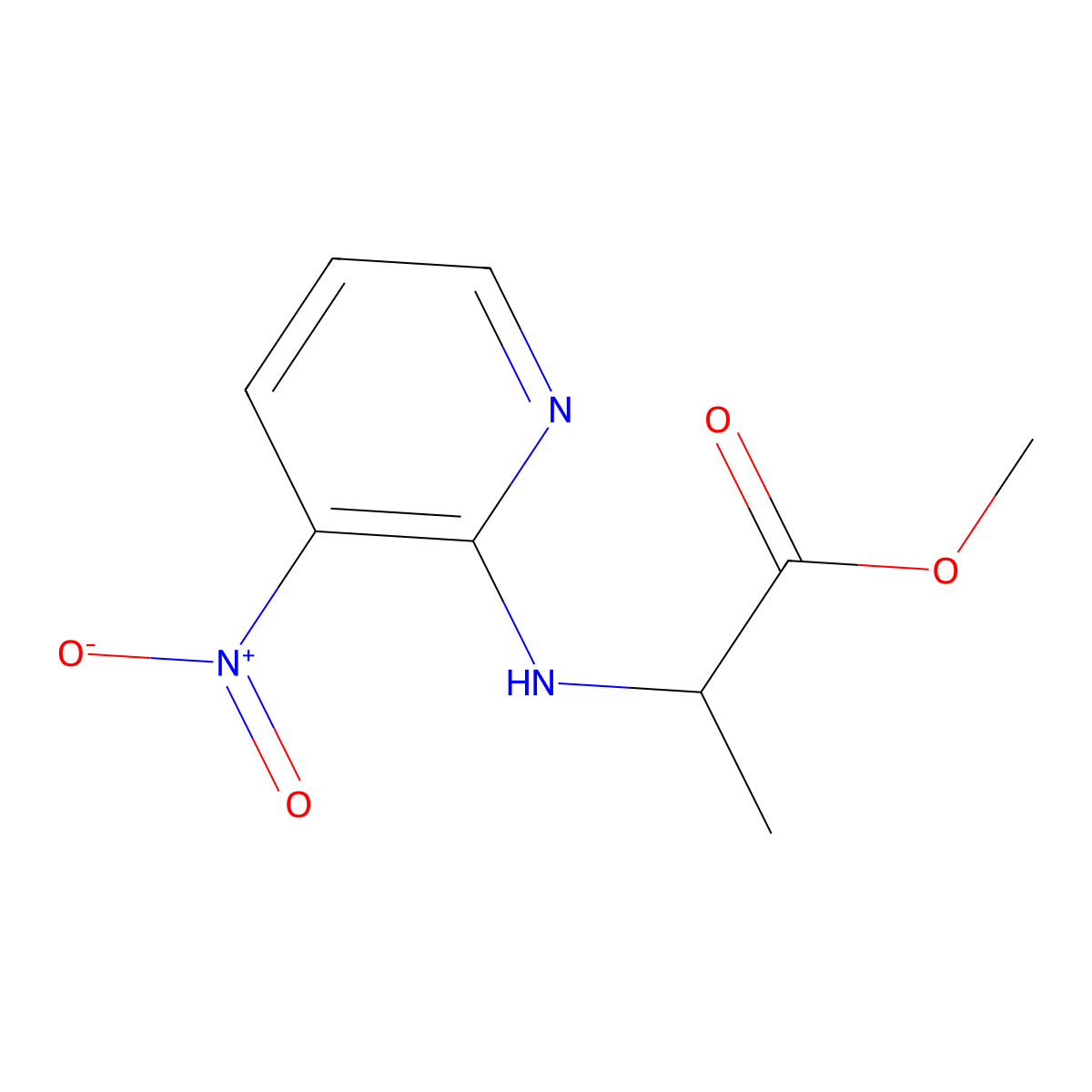 Methyl 2-[(3-nitropyridin-2-yl)amino]propanoate molecular structure, CAS 146294-95-3