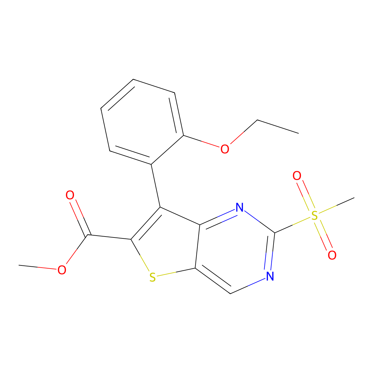 Methyl 7-(2-ethoxyphenyl)-2-(methylsulfonyl)thieno[3,2-d]pyrimidine-6-carboxylate molecular structure, CAS 1462949-94-5