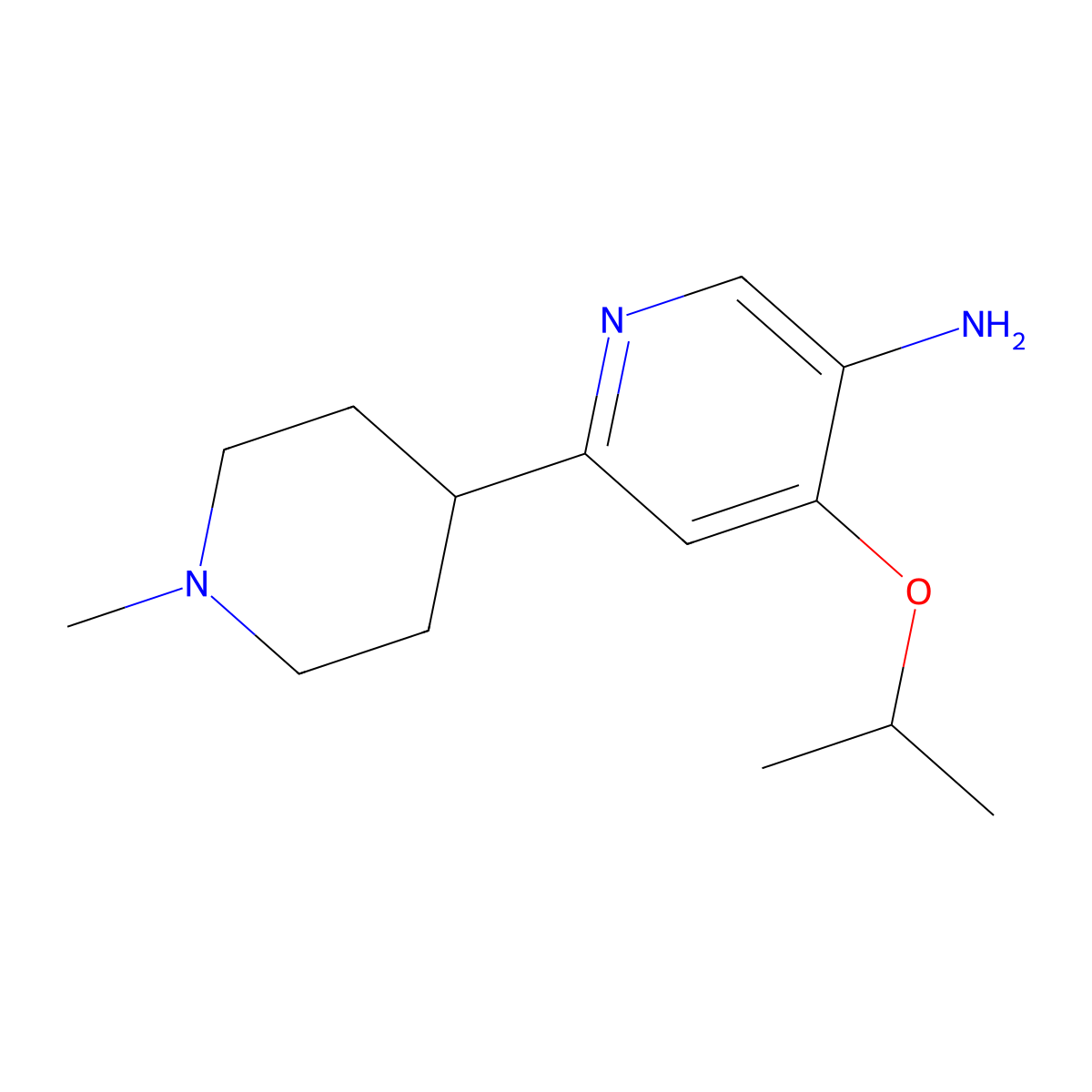 6-(1-Methylpiperidin-4-yl)-4-(propan-2-yloxy)pyridin-3-amine molecular structure, CAS 1462950-89-5