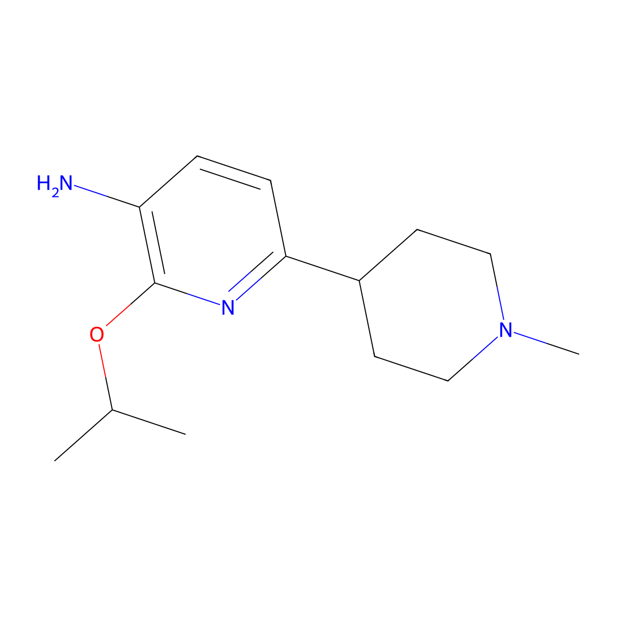 6-(1-Methylpiperidin-4-yl)-2-(propan-2-yloxy)pyridin-3-amine molecular structure, CAS 1462950-96-4