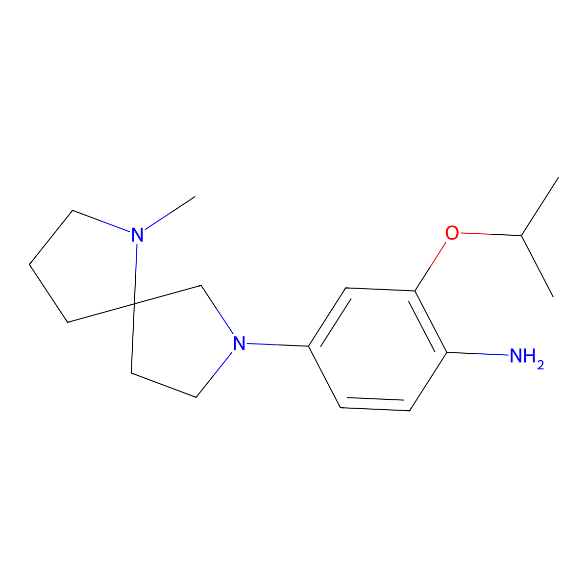 4-(1-Methyl-1,7-diazaspiro[4.4]non-7-yl)-2-(propan-2-yloxy)aniline molecular structure, CAS 1462951-14-9