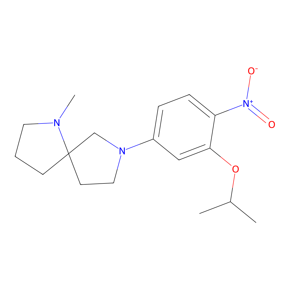 1-Methyl-7-[4-nitro-3-(propan-2-yloxy)phenyl]-1,7-diazaspiro[4.4]nonane molecular structure, CAS 1462951-15-0