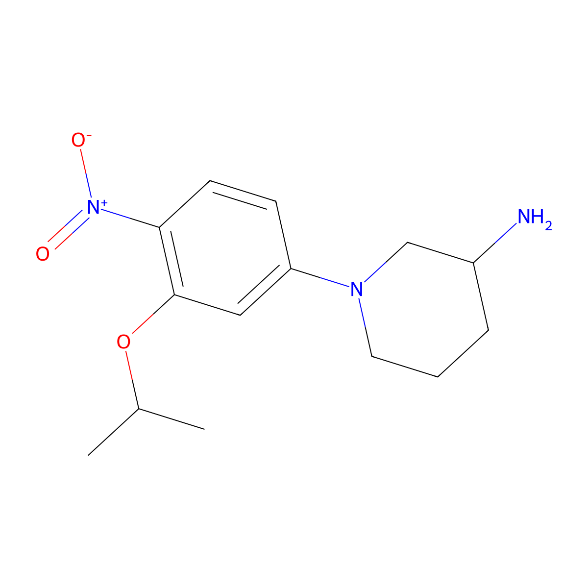 (3R)-1-[4-nitro-3-(propan-2-yloxy)phenyl]piperidin-3-amine molecular structure, CAS 1462951-27-4