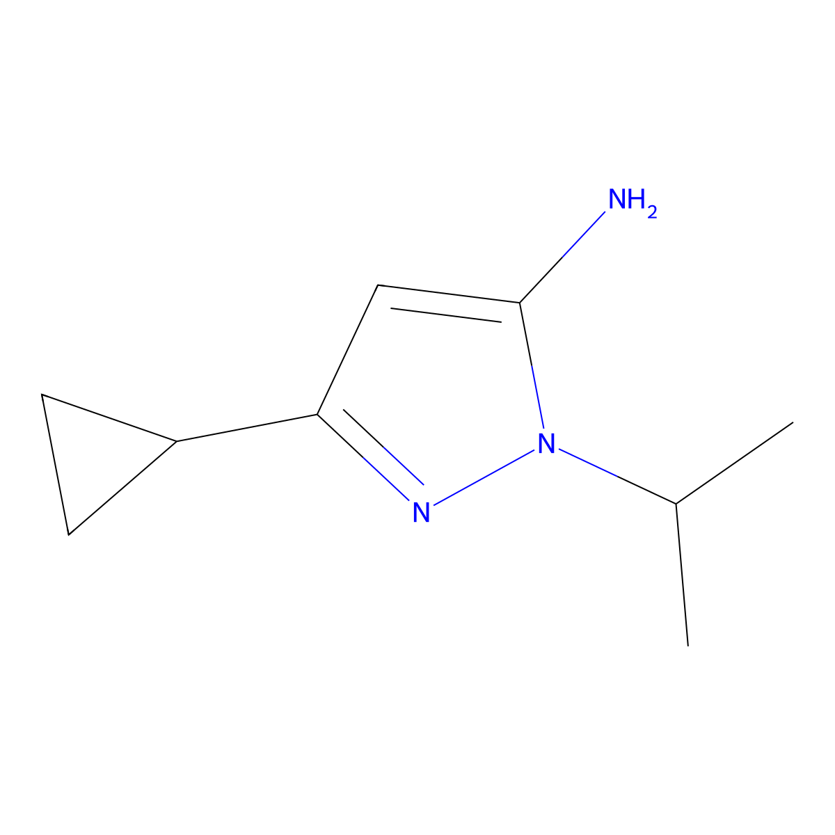 3-cyclopropyl-1-isopropyl-1H-pyrazol-5-amine molecular structure, CAS 1462952-68-6