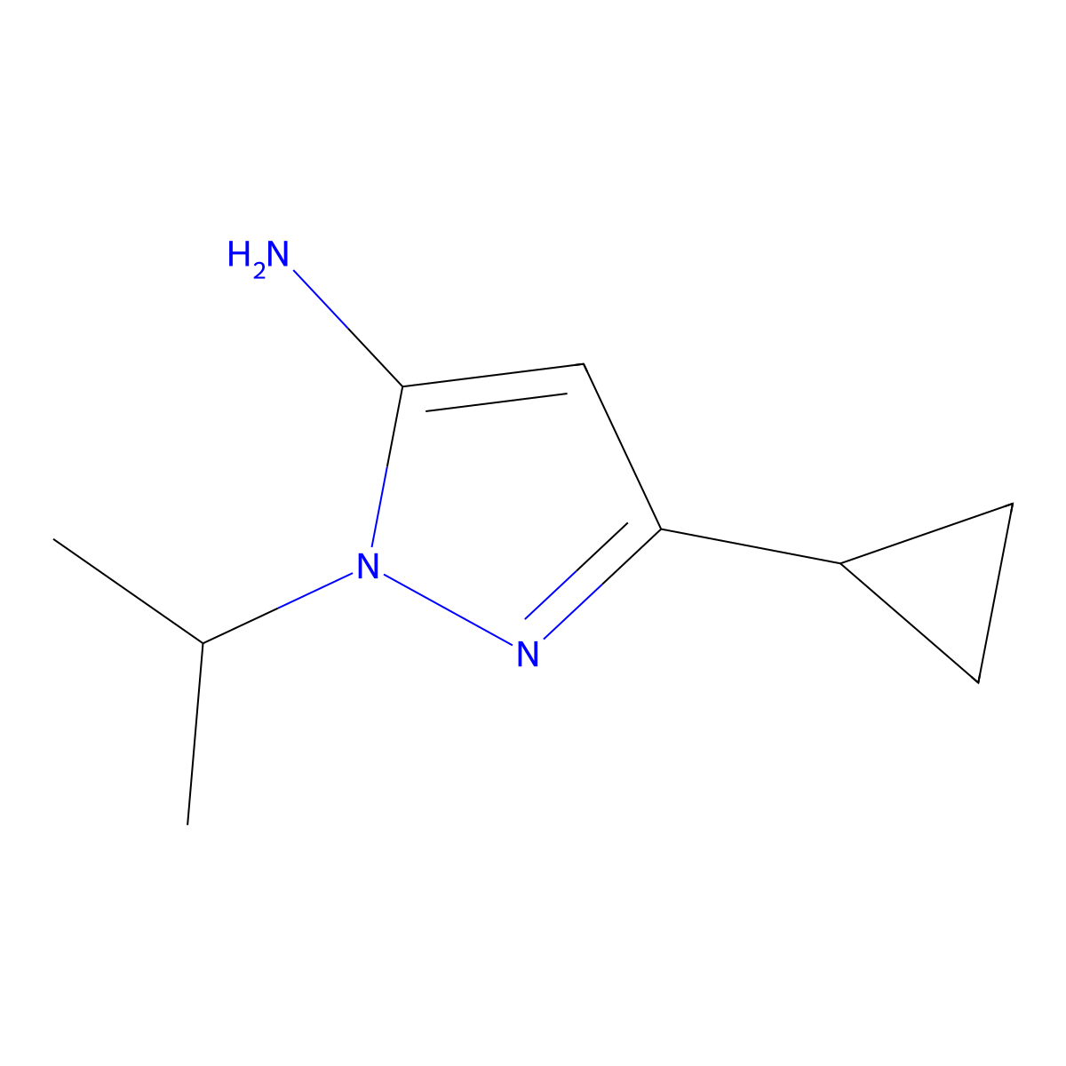 3-cyclopropyl-1-isopropyl-1H-pyrazol-5-amine molecular structure, CAS 1462952-68-6