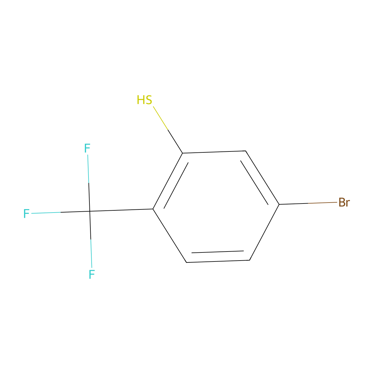 5-Bromo-2-(trifluoromethyl)benzenethiol molecular structure, CAS 1462968-51-9