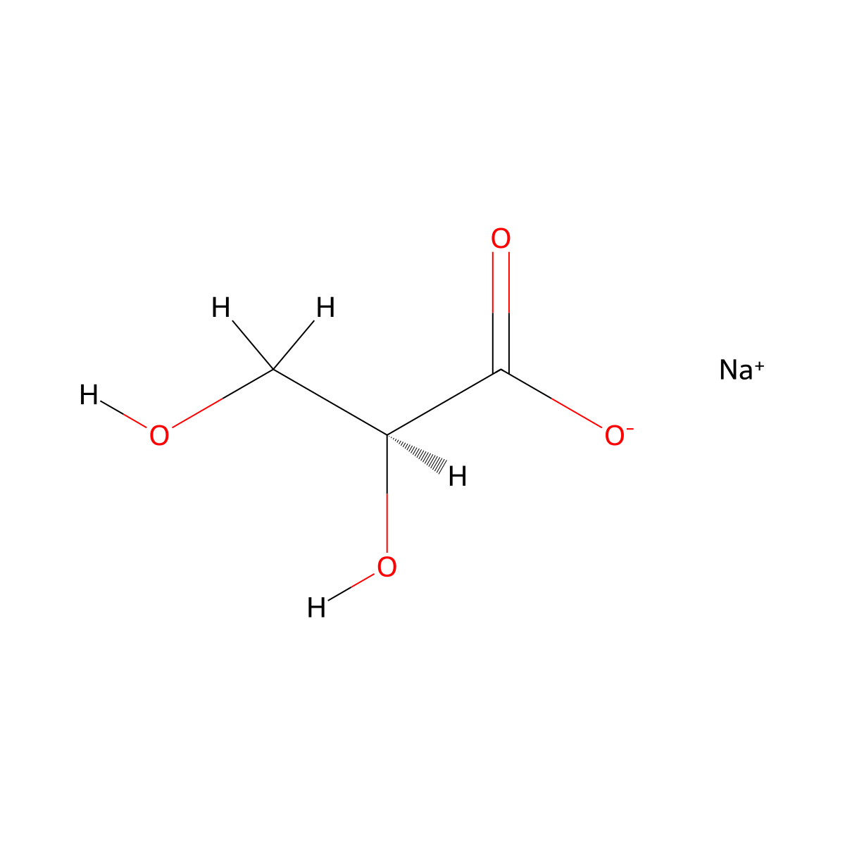 L-Glyceric acid (sodium) molecular structure, CAS 146298-95-5