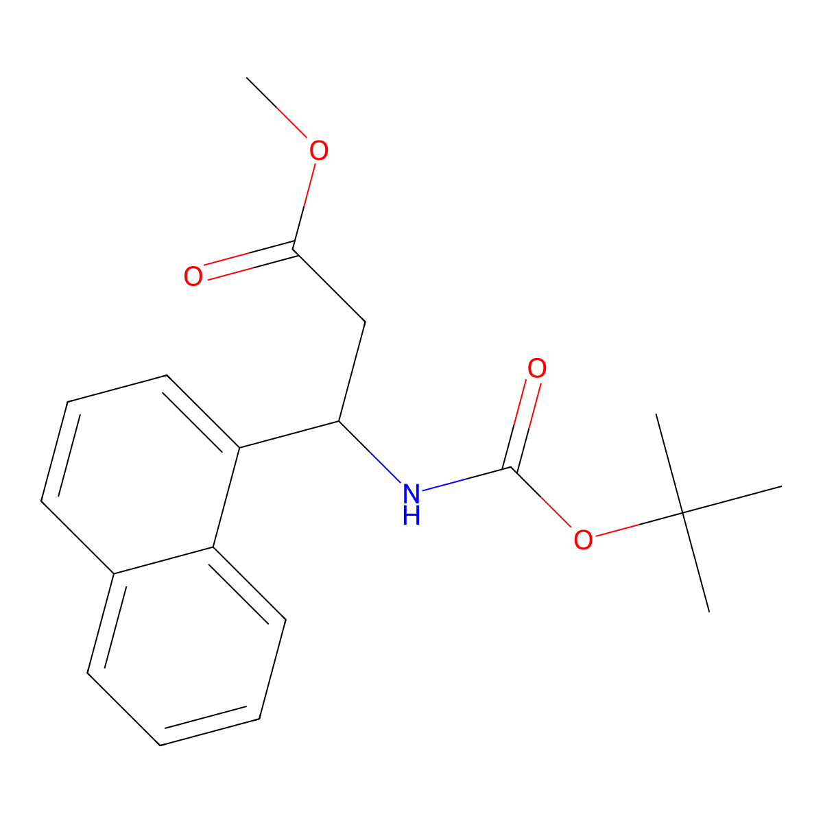 Methyl 3-((tert-butoxycarbonyl)amino)-3-(naphthalen-1-yl)propanoate molecular structure, CAS 1462993-93-6