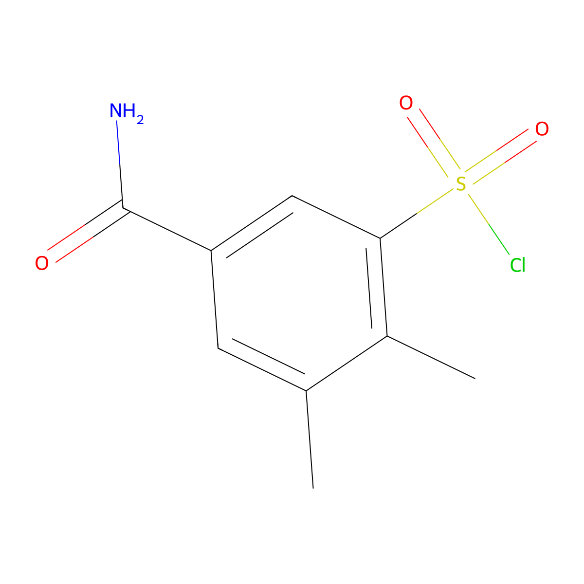 5-Carbamoyl-2,3-dimethylbenzene-1-sulfonyl chloride molecular structure, CAS 1462994-43-9