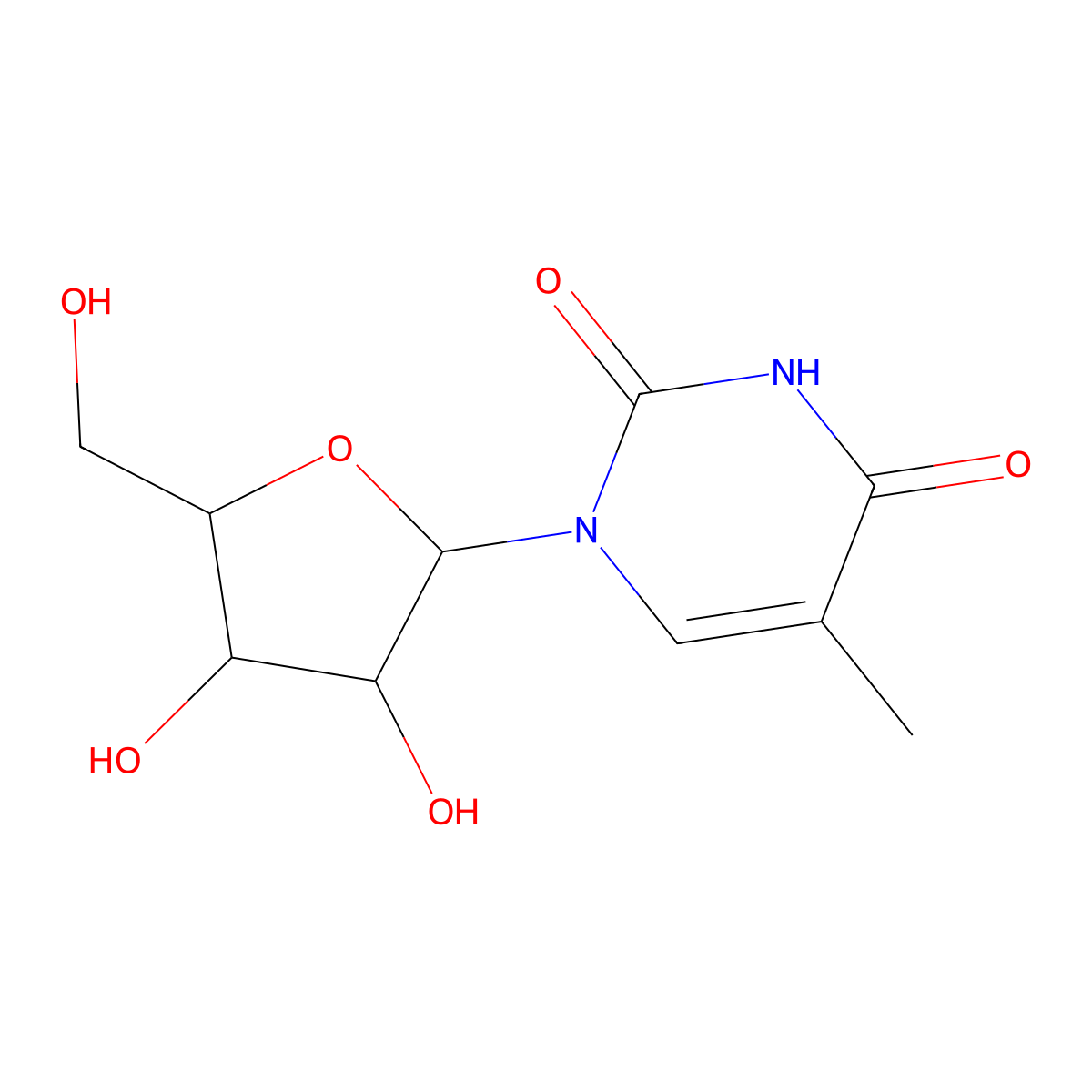 5-Methyluridine molecular structure, CAS 1463-10-1