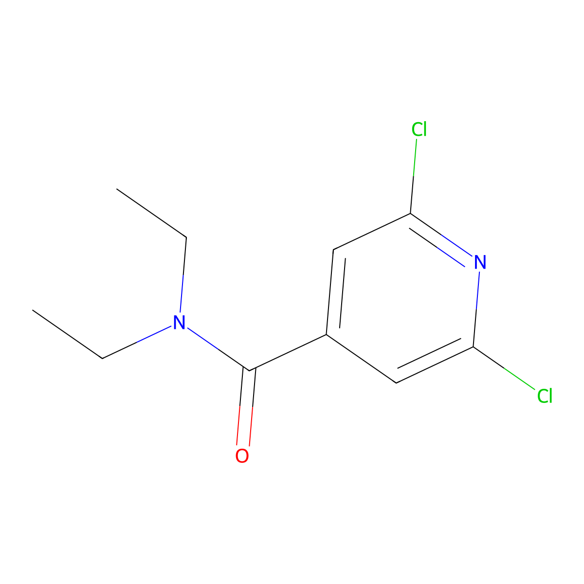 2,6-dichloro-N,N-diethylpyridine-4-carboxamide molecular structure, CAS 1463-74-7