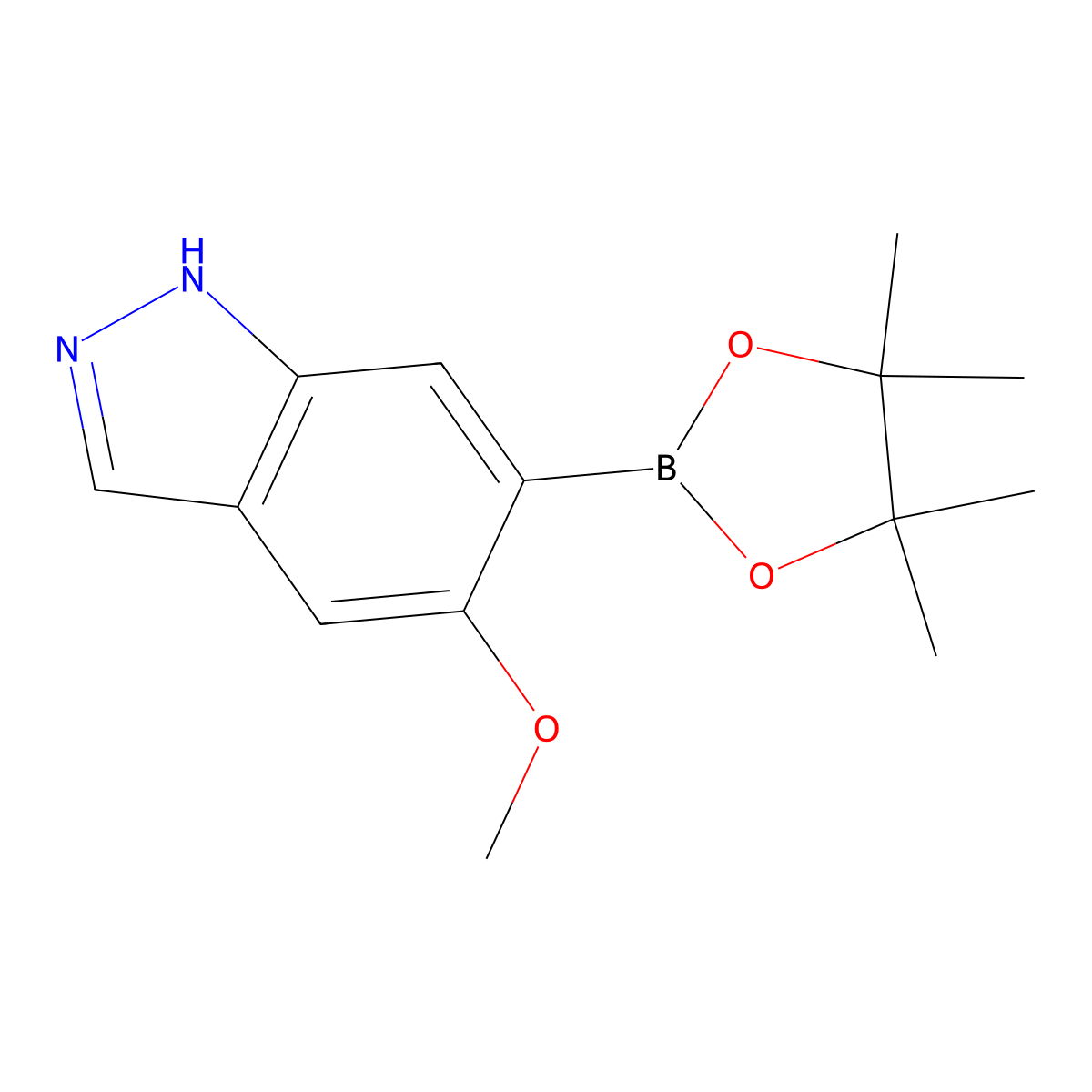 5-methoxy-6-(4,4,5,5-tetramethyl-1,3,2-dioxaborolan-2-yl)-1H-indazole molecular structure, CAS 1463054-00-3