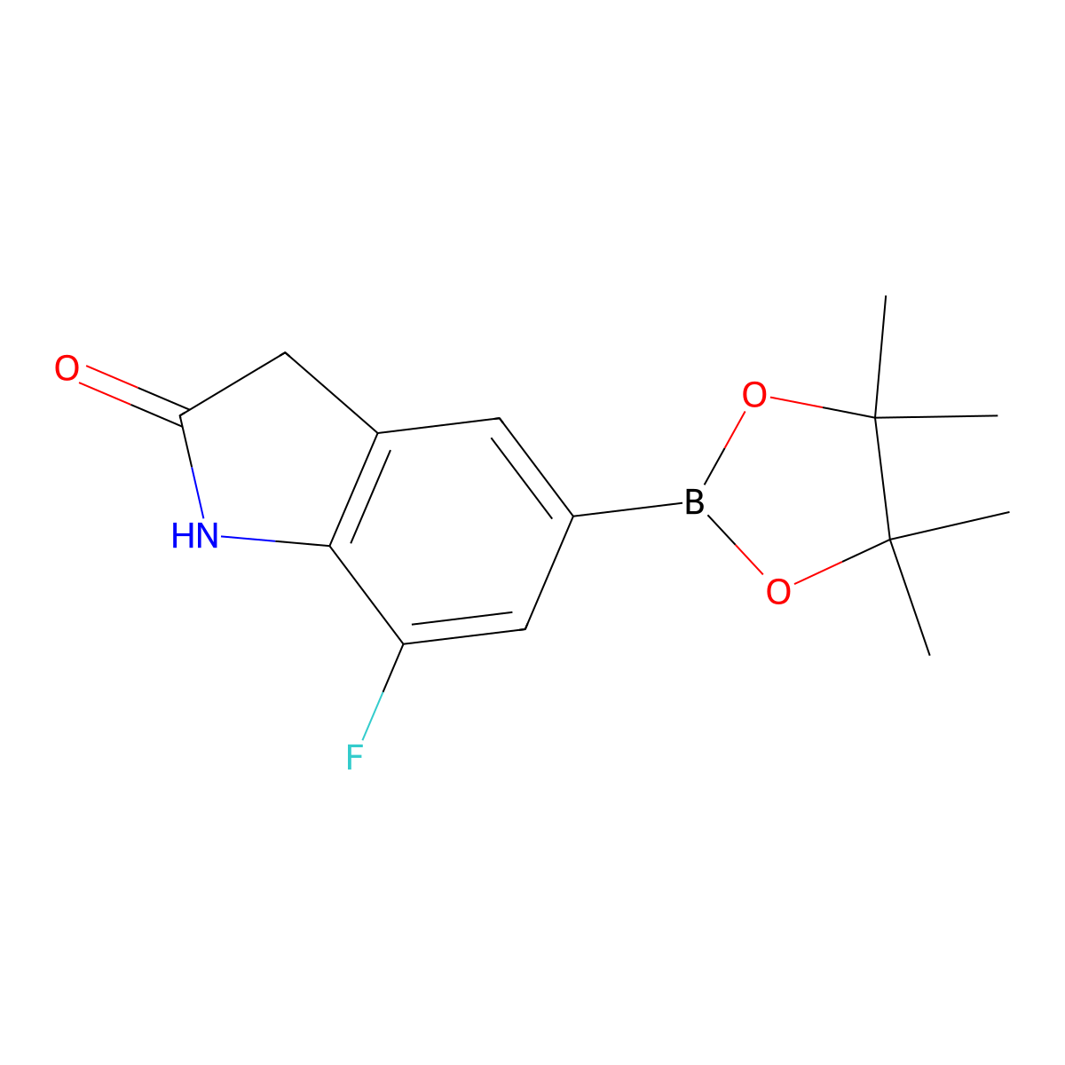 7-Fluoro-5-(4,4,5,5-tetramethyl-1,3,2-dioxaborolan-2-yl)indolin-2-one molecular structure, CAS 1463054-13-8
