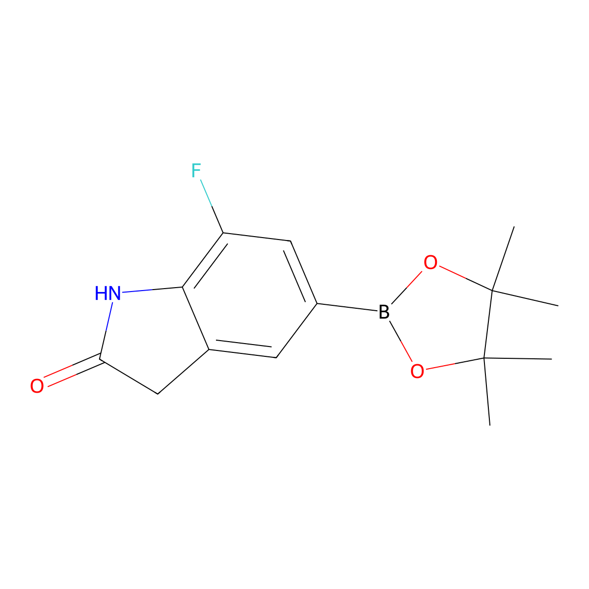 7-Fluoro-5-(4,4,5,5-tetramethyl-1,3,2-dioxaborolan-2-yl)indolin-2-one molecular structure, CAS 1463054-13-8