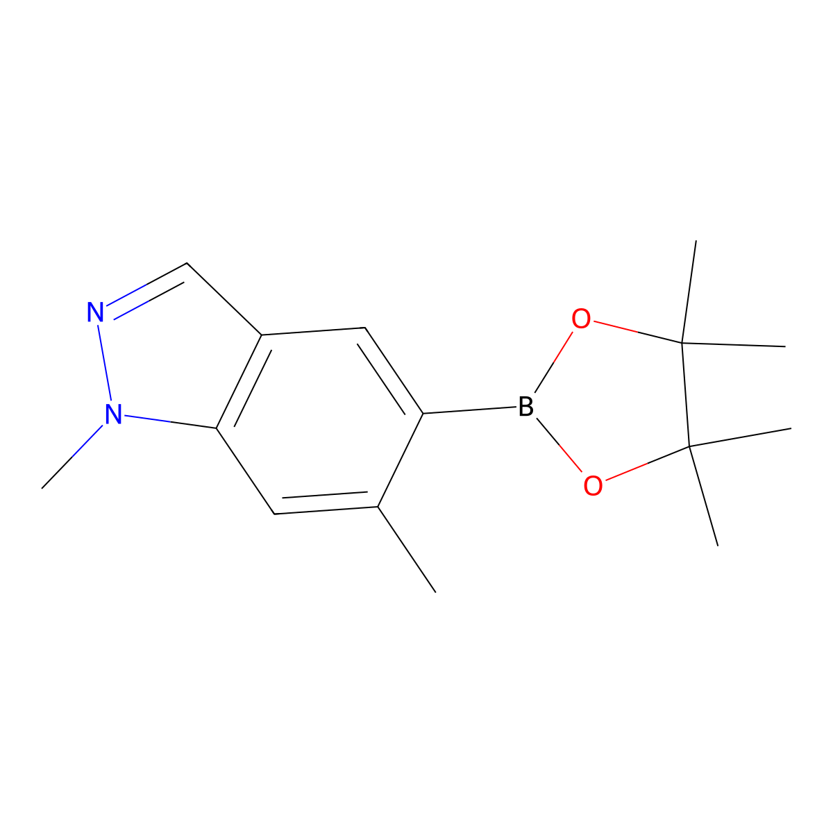 1,6-Dimethyl-5-(4,4,5,5-tetramethyl-1,3,2-dioxaborolan-2-yl)-1H-indazole molecular structure, CAS 1463055-05-1
