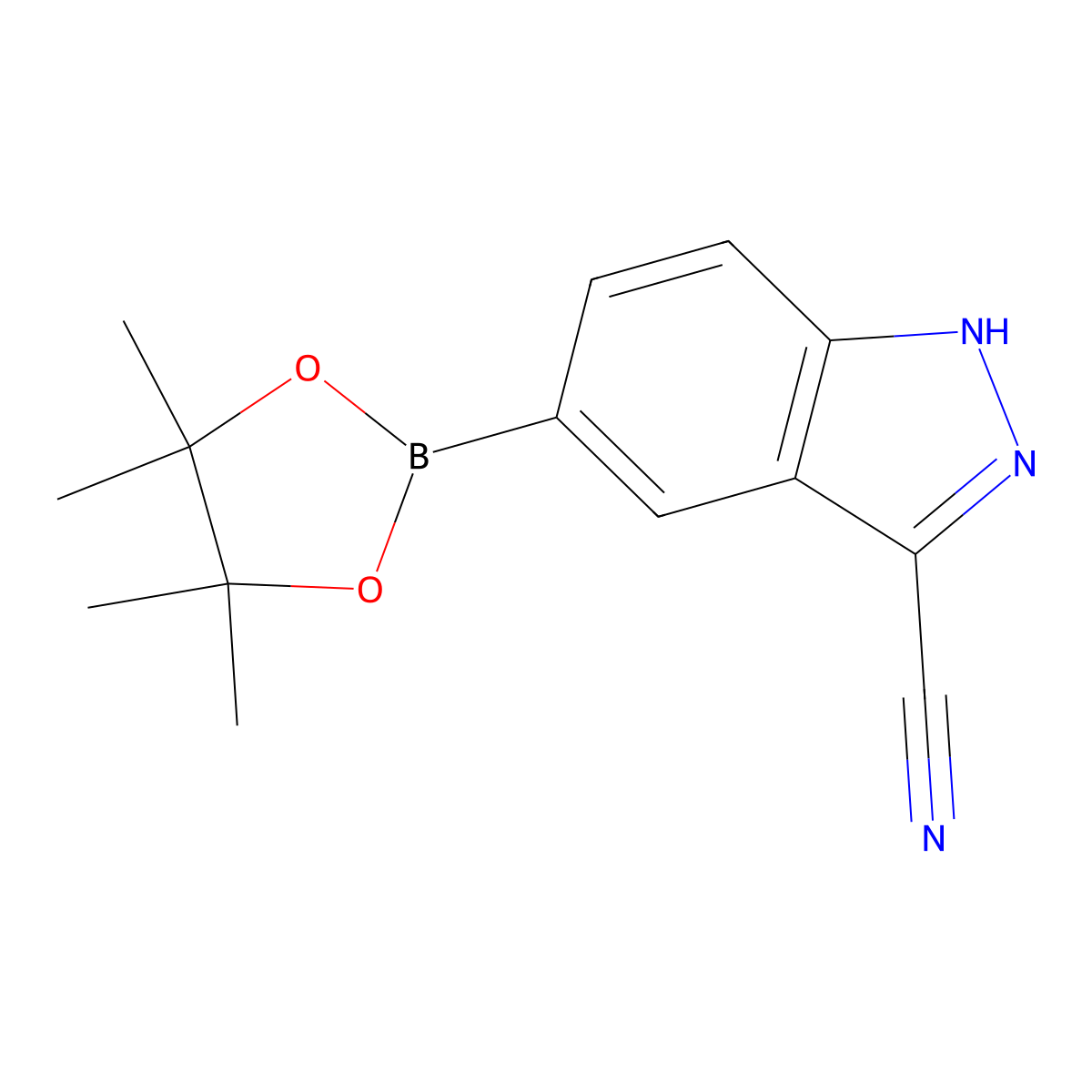 5-(4,4,5,5-tetramethyl-1,3,2-dioxaborolan-2-yl)-1H-indazole-3-carbonitrile molecular structure, CAS 1463055-84-6