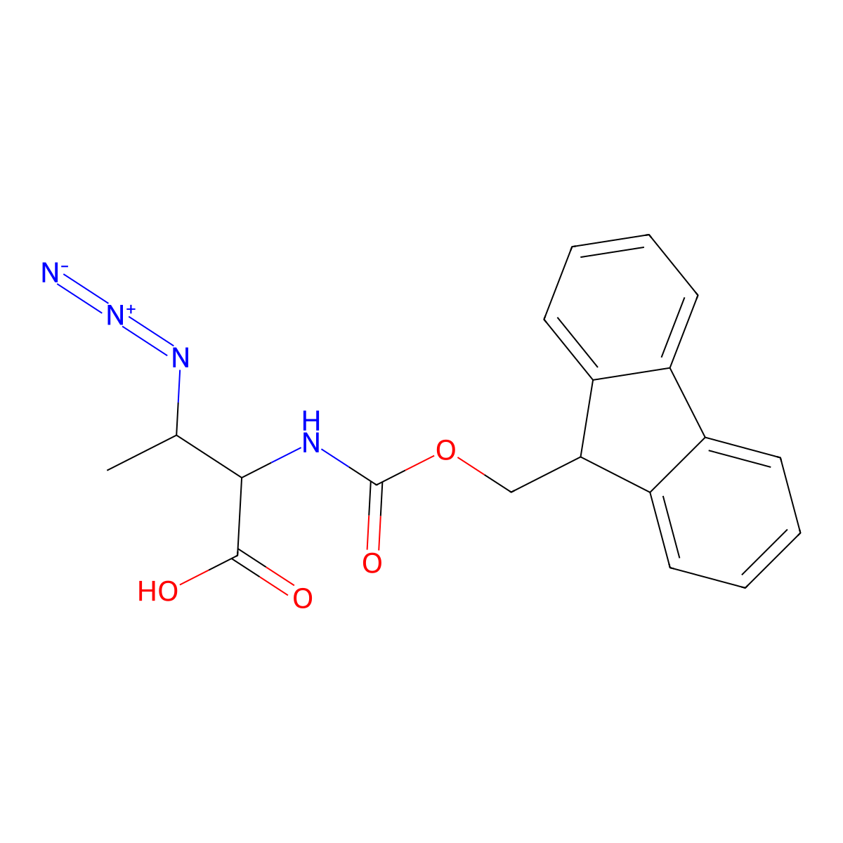 Butanoic acid, 3-azido-2-(((9H-fluoren-9-ylmethoxy)carbonyl)amino)-, (R-(R*,S*))- molecular structure, CAS 146306-79-8