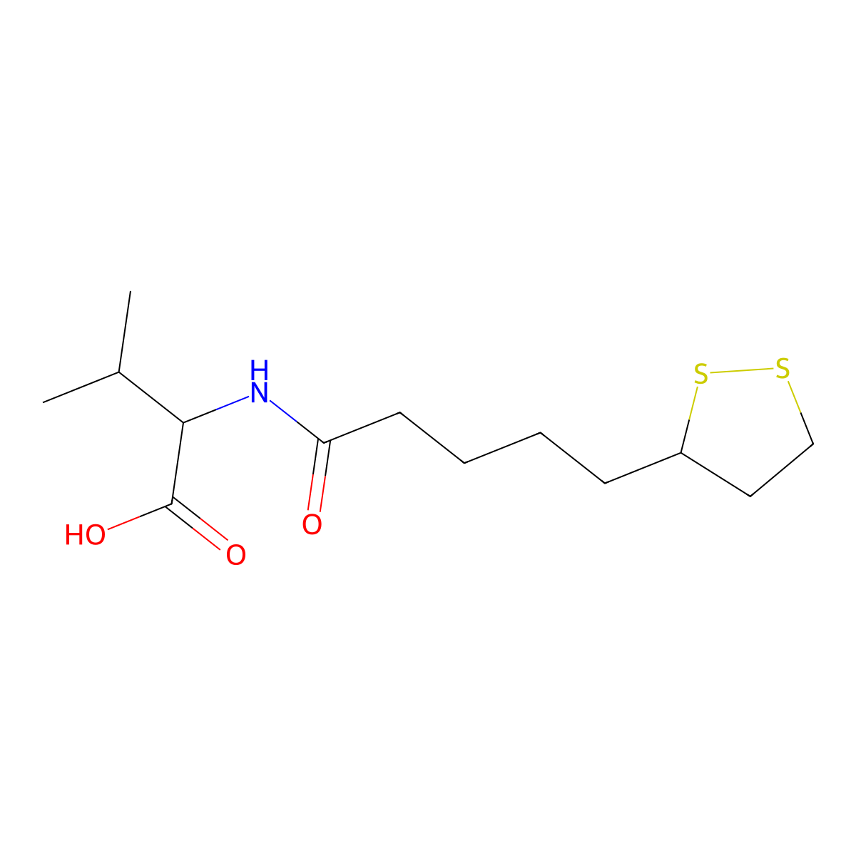 N-[5-(1,2-dithiolan-3-yl)pentanoyl]valine molecular structure, CAS 14631-29-9