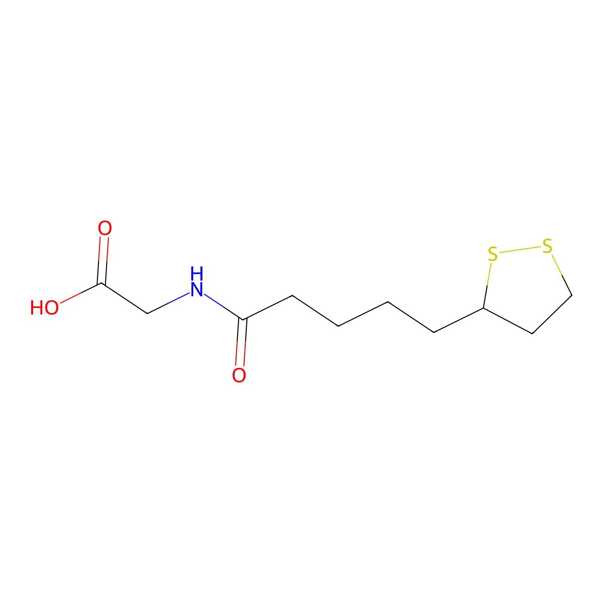 Glycine, N-[5-(1,2-dithiolan-3-yl)-1-oxopentyl]- molecular structure, CAS 14631-30-2