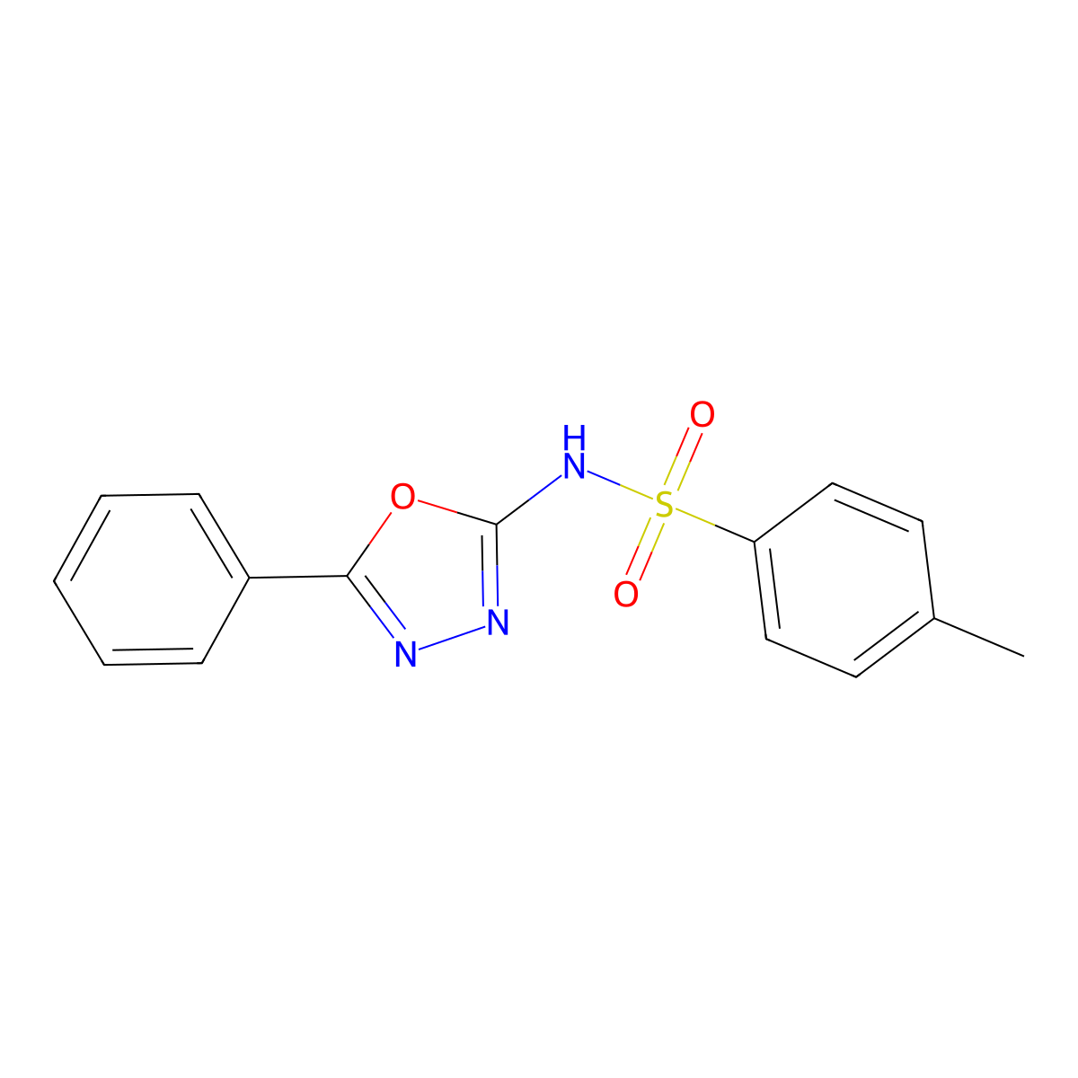 4-methyl-N-(5-phenyl-1,3,4-oxadiazol-2-yl)benzenesulfonamide molecular structure, CAS 14631-77-7