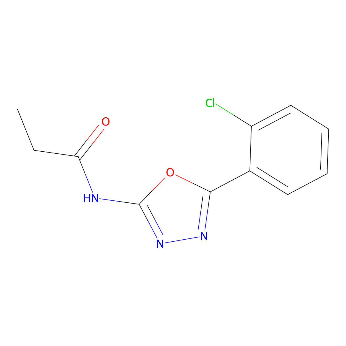 N-[5-(2-chlorophenyl)-1,3,4-oxadiazol-2-yl]propanamide molecular structure, CAS 14632-11-2