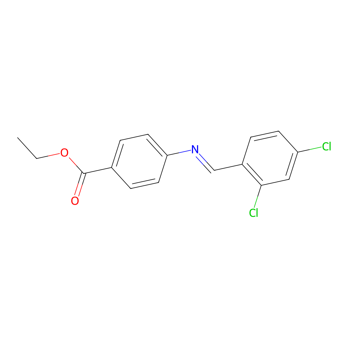 Ethyl 4-(2,4-dichlorobenzylideneamino)benzoate molecular structure, CAS 14632-36-1