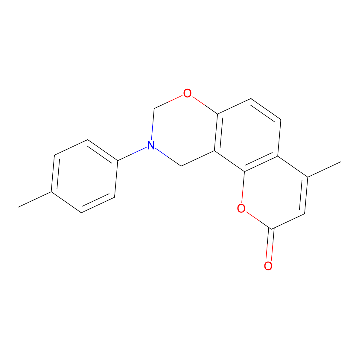 4-methyl-9-(4-methylphenyl)-9,10-dihydro-2H,8H-chromeno[8,7-e][1,3]oxazin-2-one molecular structure, CAS 146336-46-1