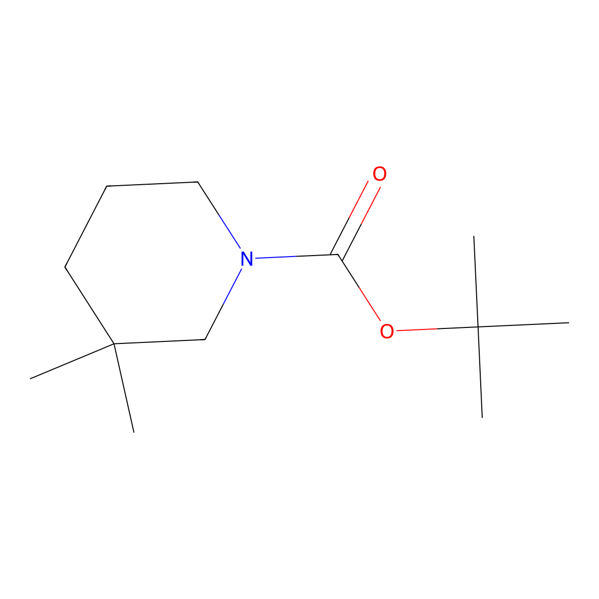 Tert-butyl 3,3-dimethylpiperidine-1-carboxylate molecular structure, CAS 146337-21-5
