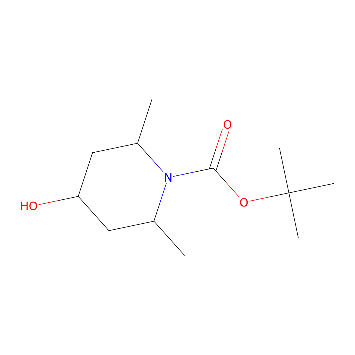 rac-tert-butyl (2R,6R)-4-hydroxy-2,6-dimethylpiperidine-1-carboxylate molecular structure, CAS 146337-39-5