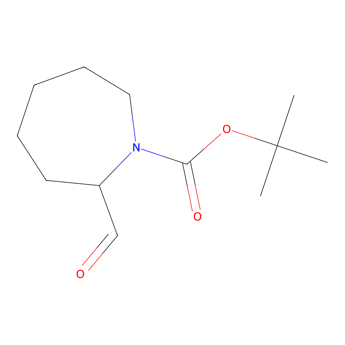 Tert-butyl 2-formylazepane-1-carboxylate molecular structure, CAS 146337-41-9