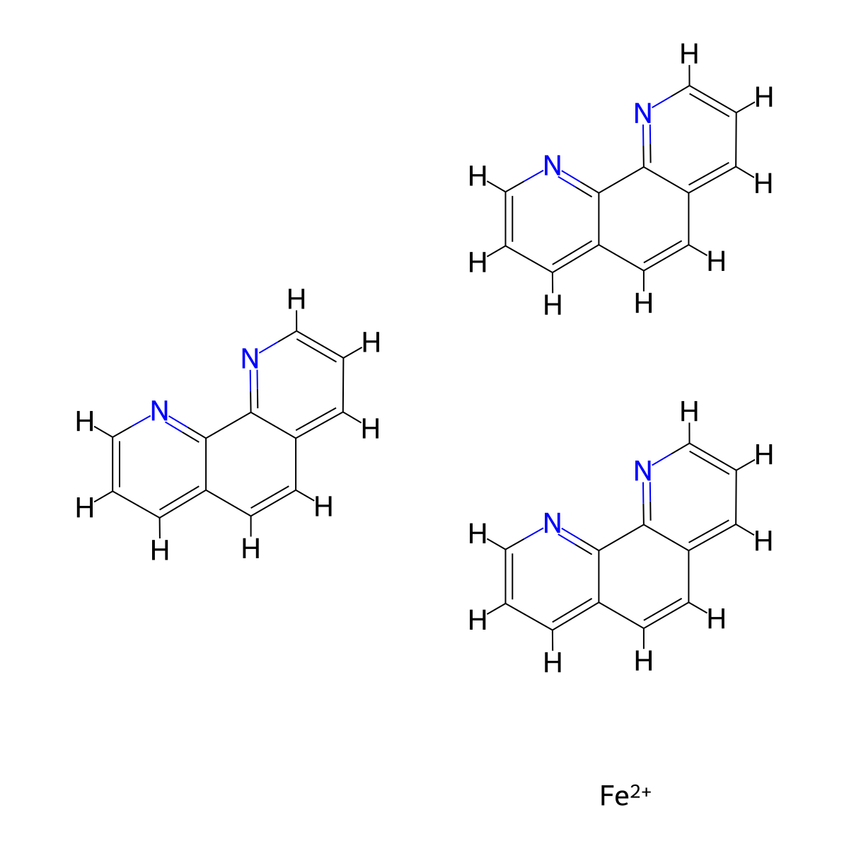 Tris(1,10-phenanthroline)iron(2+) molecular structure, CAS 14634-91-4