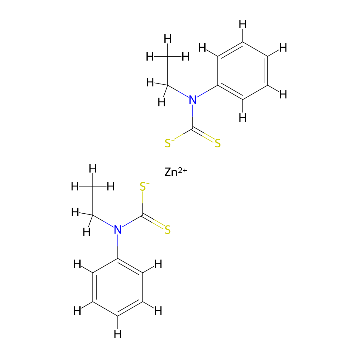 Zinc ethylphenylthiocarbamate molecular structure, CAS 14634-93-6