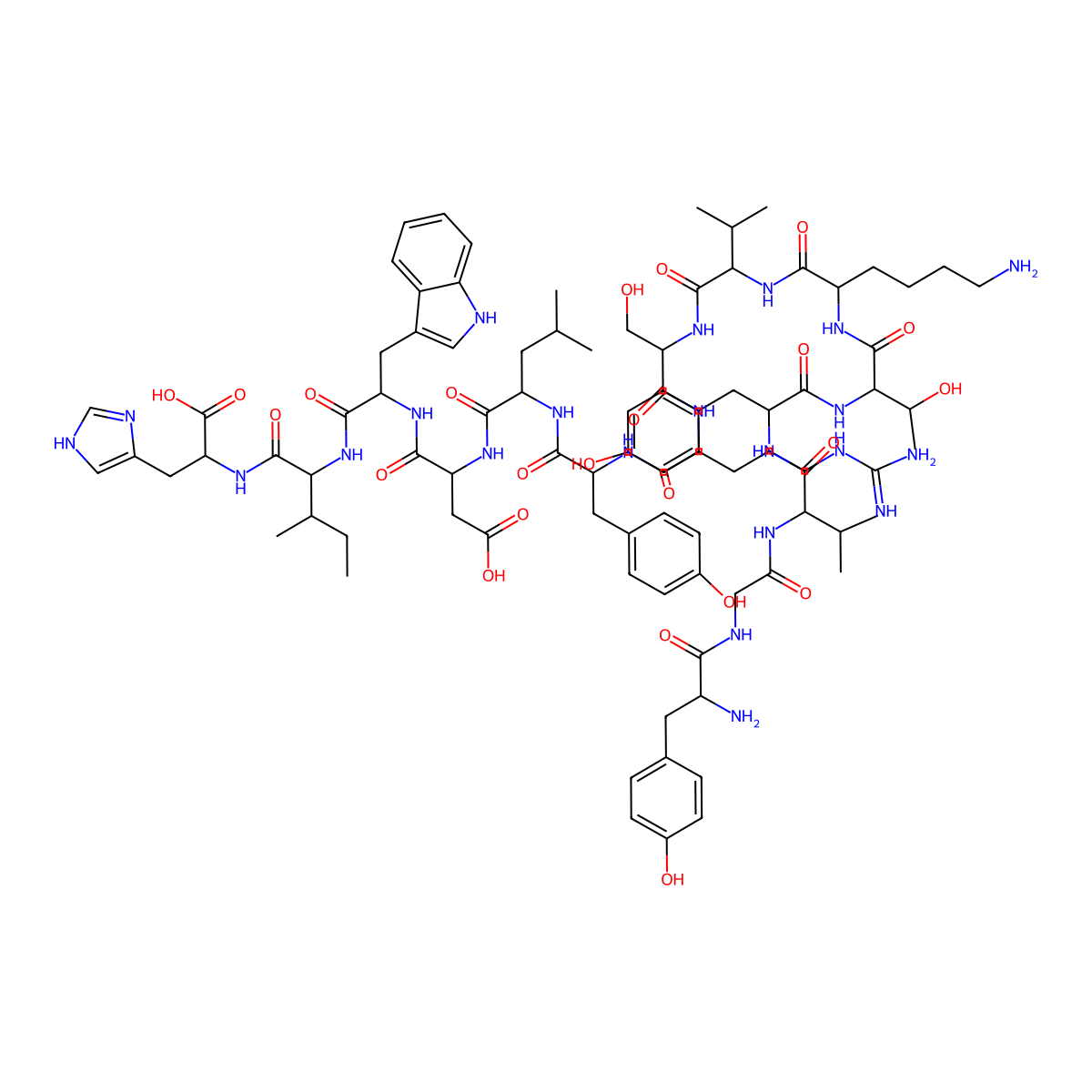 (3S)-3-[[(2S)-2-[[(2S)-2-[[(2S)-2-[[(2S)-2-[[(2S)-2-[[(2S)-6-amino-2-[[(2S,3R)-2-[[(2S)-2-[[(2S)-2-[[2-[[(2S)-2-amino-3-(4-hydroxyphenyl)propanoyl]amino]acetyl]amino]-3-methylbutanoyl]amino]-3-(4-hydroxyphenyl)propanoyl]amino]-3-hydroxybutanoyl]amino]hexanoyl]amino]-3-methylbutanoyl]amino]-3-hydroxypropanoyl]amino]-5-carbamimidamidopentanoyl]amino]-3-(4-hydroxyphenyl)propanoyl]amino]-4-methylpentanoyl]amino]-4-[[(2S)-1-[[(2S,3S)-1-[[(1S)-1-carboxy-2-(1H-imidazol-4-yl)ethyl]amino]-3-methyl-1-oxopentan-2-yl]amino]-3-(1H-indol-3-yl)-1-oxopropan-2-yl]amino]-4-oxobutanoic acid molecular structure, CAS 146340-20-7